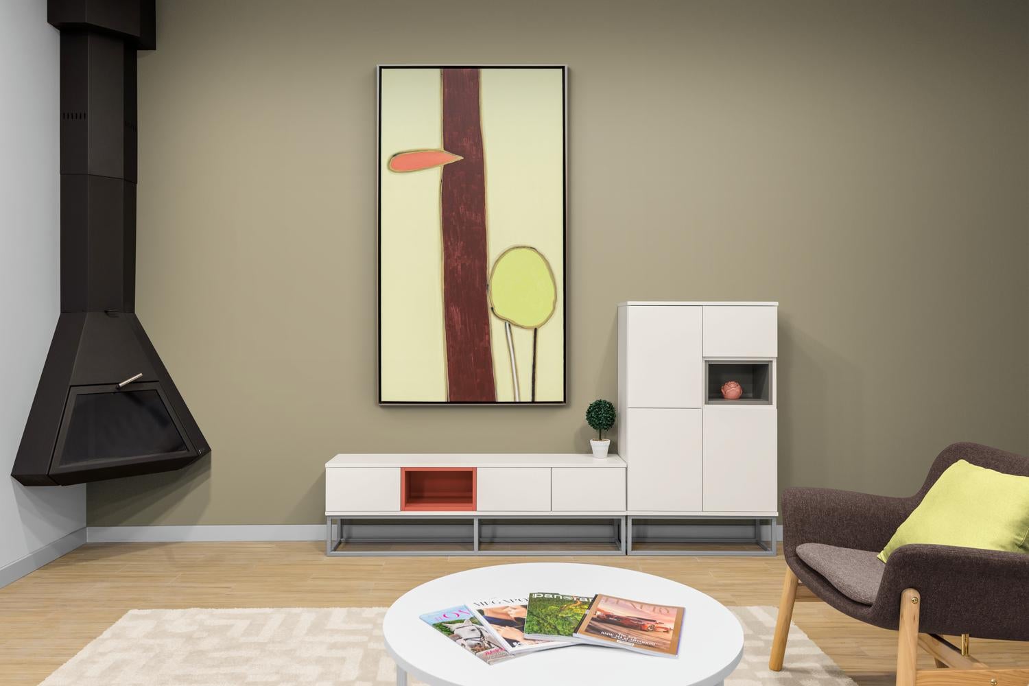 Threesome - tall, colorful, minimalist, abstracted, acrylic on canvas For Sale 2
