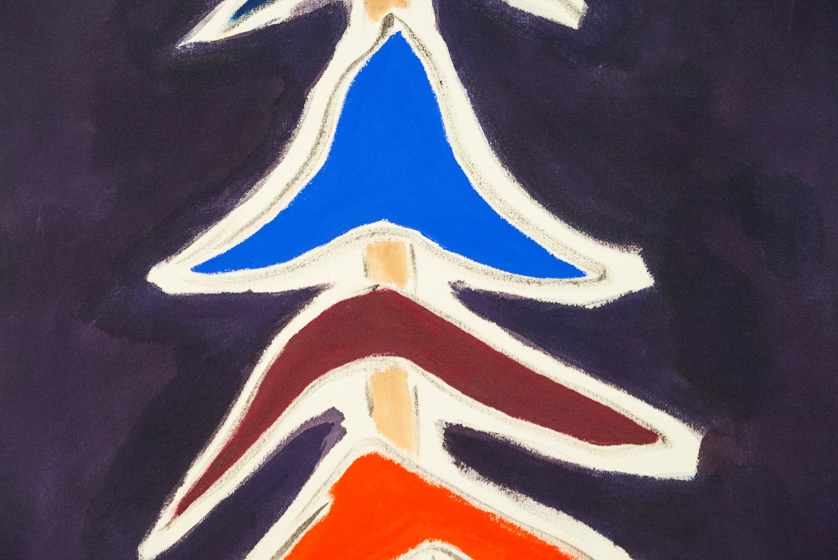 Top Hat - colorful, minimalist, abstracted tree, acrylic on canvas For Sale 1