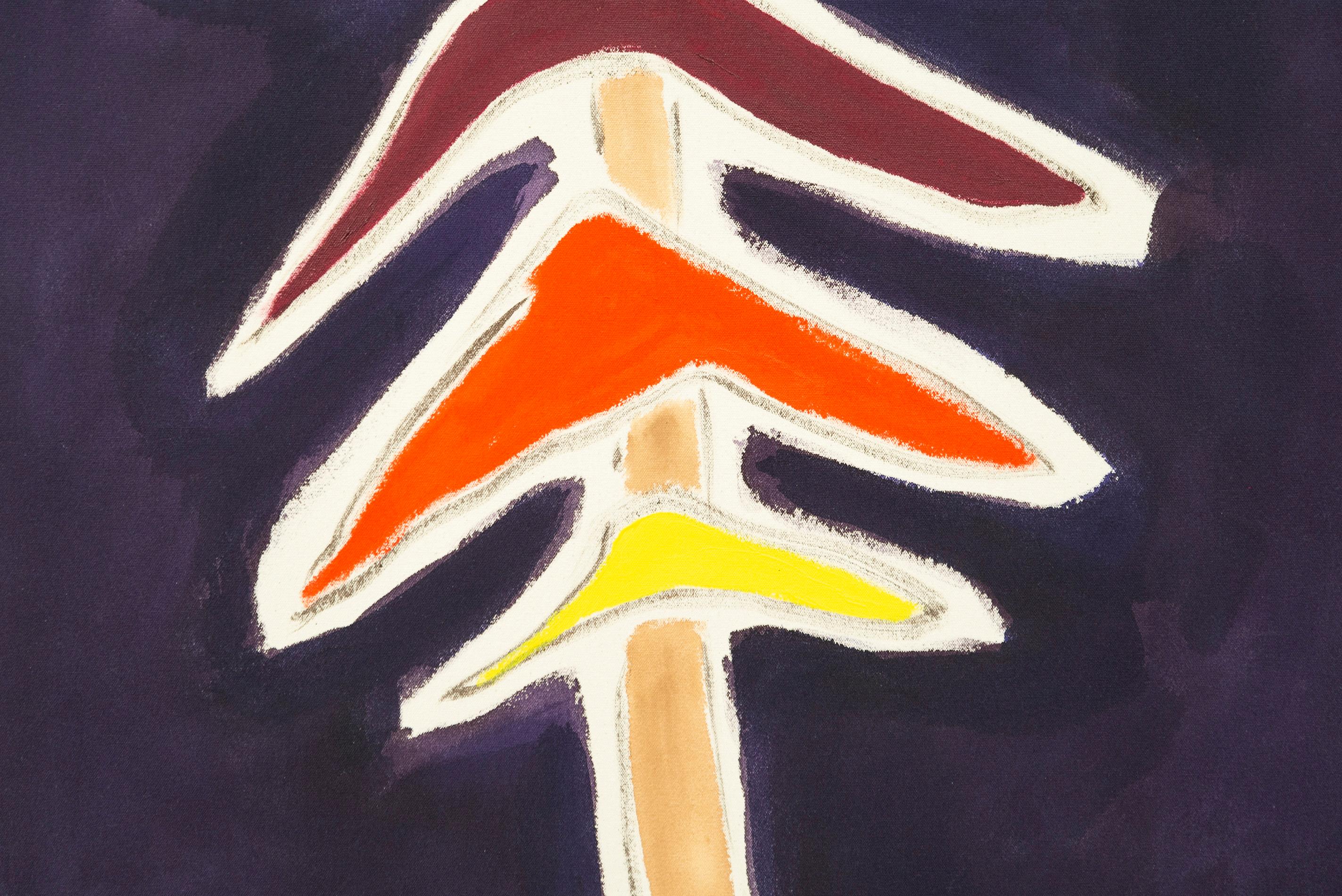 Top Hat - colorful, minimalist, abstracted tree, acrylic on canvas For Sale 2