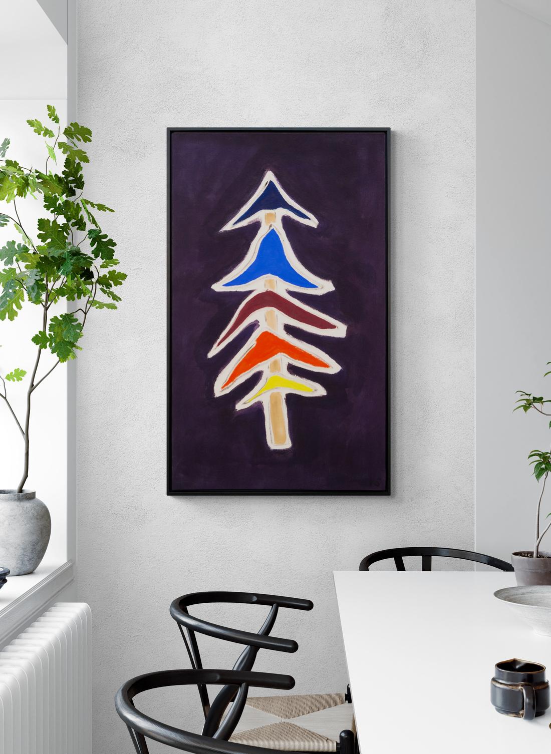 Top Hat - colorful, minimalist, abstracted tree, acrylic on canvas For Sale 3