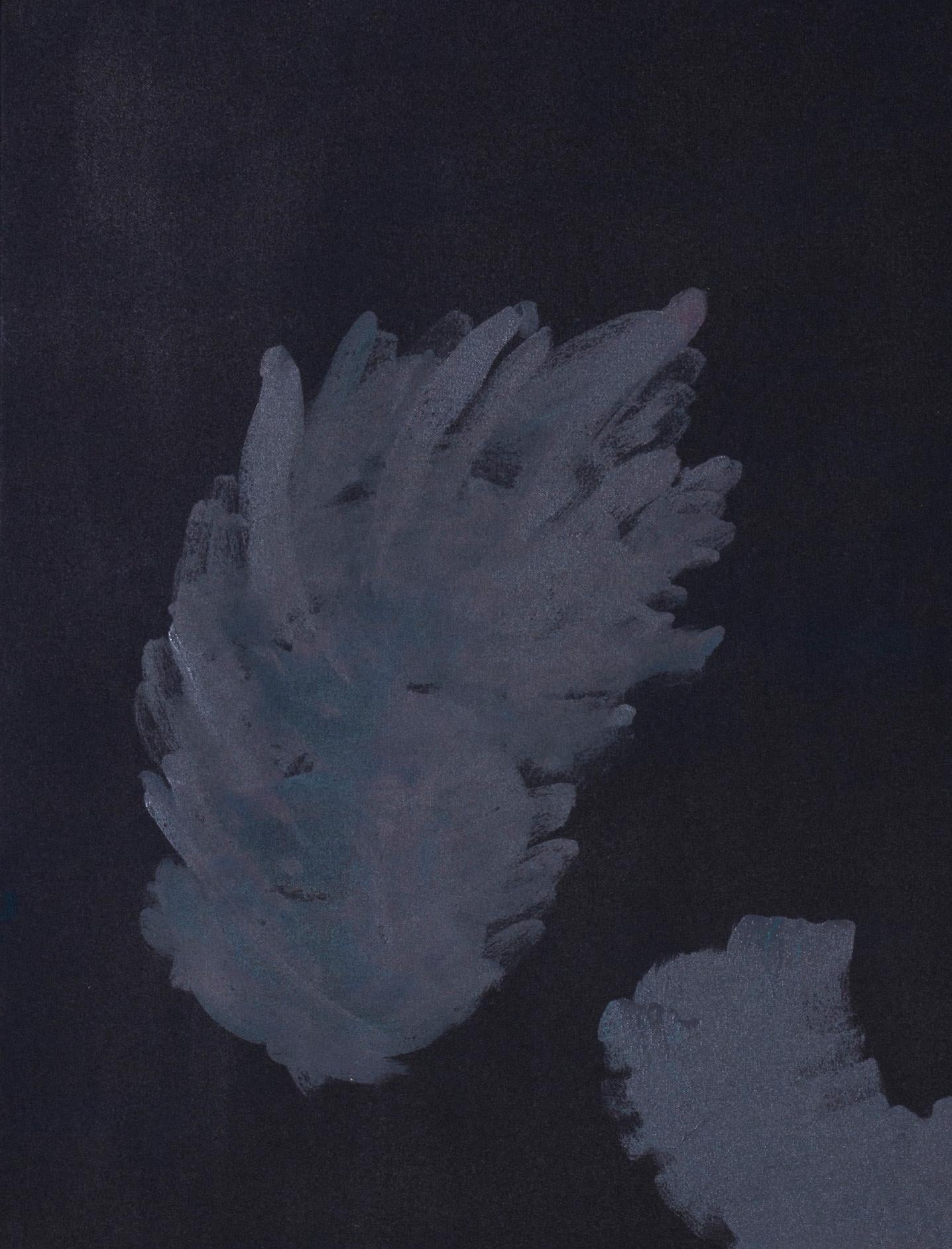 Lo sfondo nero vellutato di questo quadro astratto di Pat Service fa risaltare i colori. Considerato uno dei migliori paesaggisti canadesi, questa sorprendente serie minimalista suggerisce fiori e verde. Cinque immagini distinte ispirate ai grandi