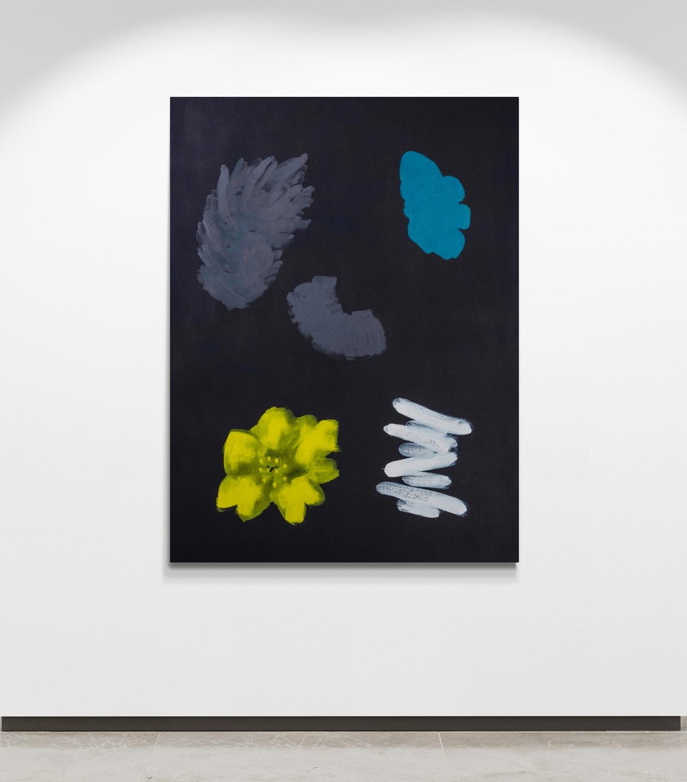 Tumbleweed - fiori astratti, scuri, espressivi e minimalisti, acrilico su tela in vendita 2