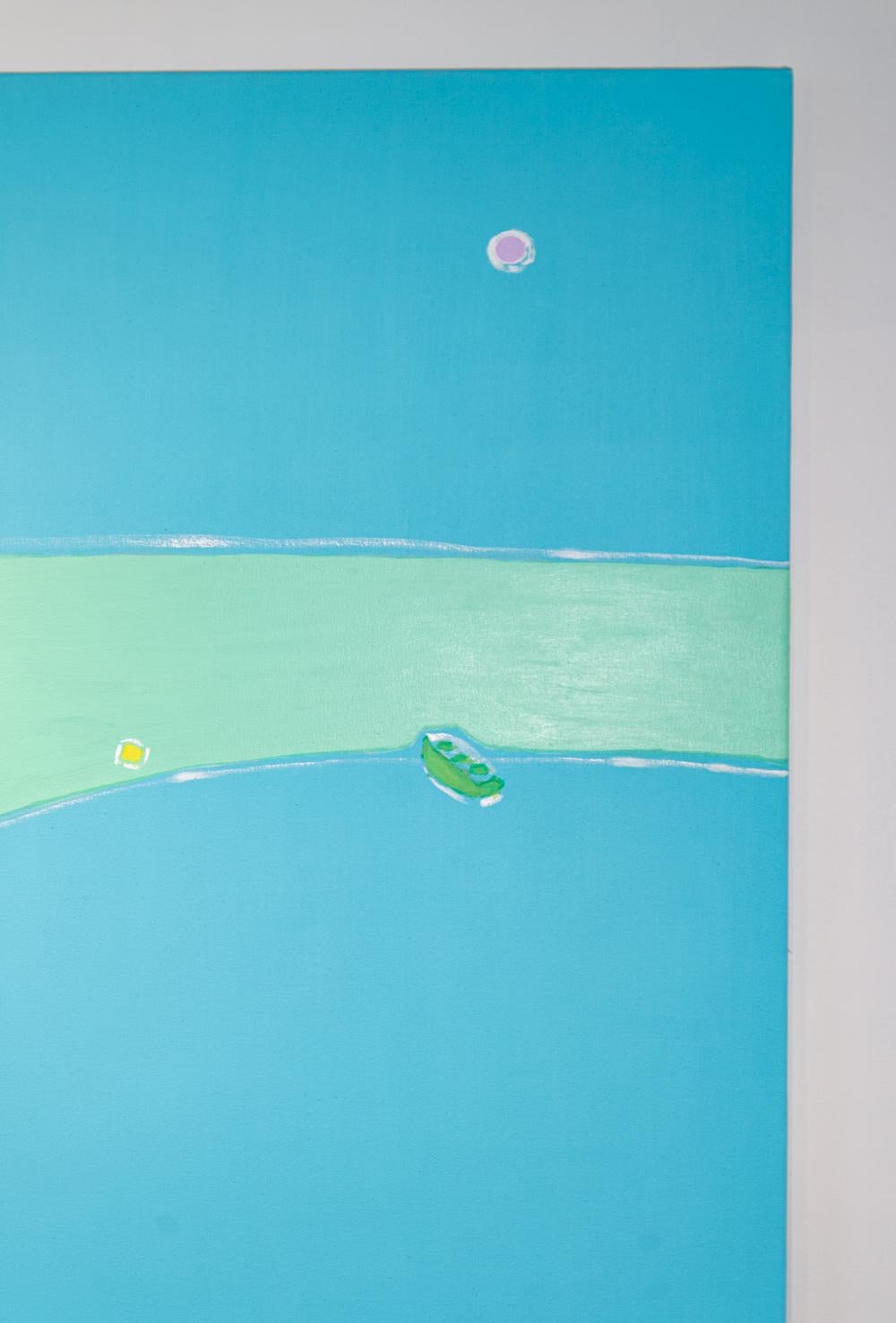 Turquoise Square - paysage coloré, expressif et abstrait, acrylique sur toile en vente 2