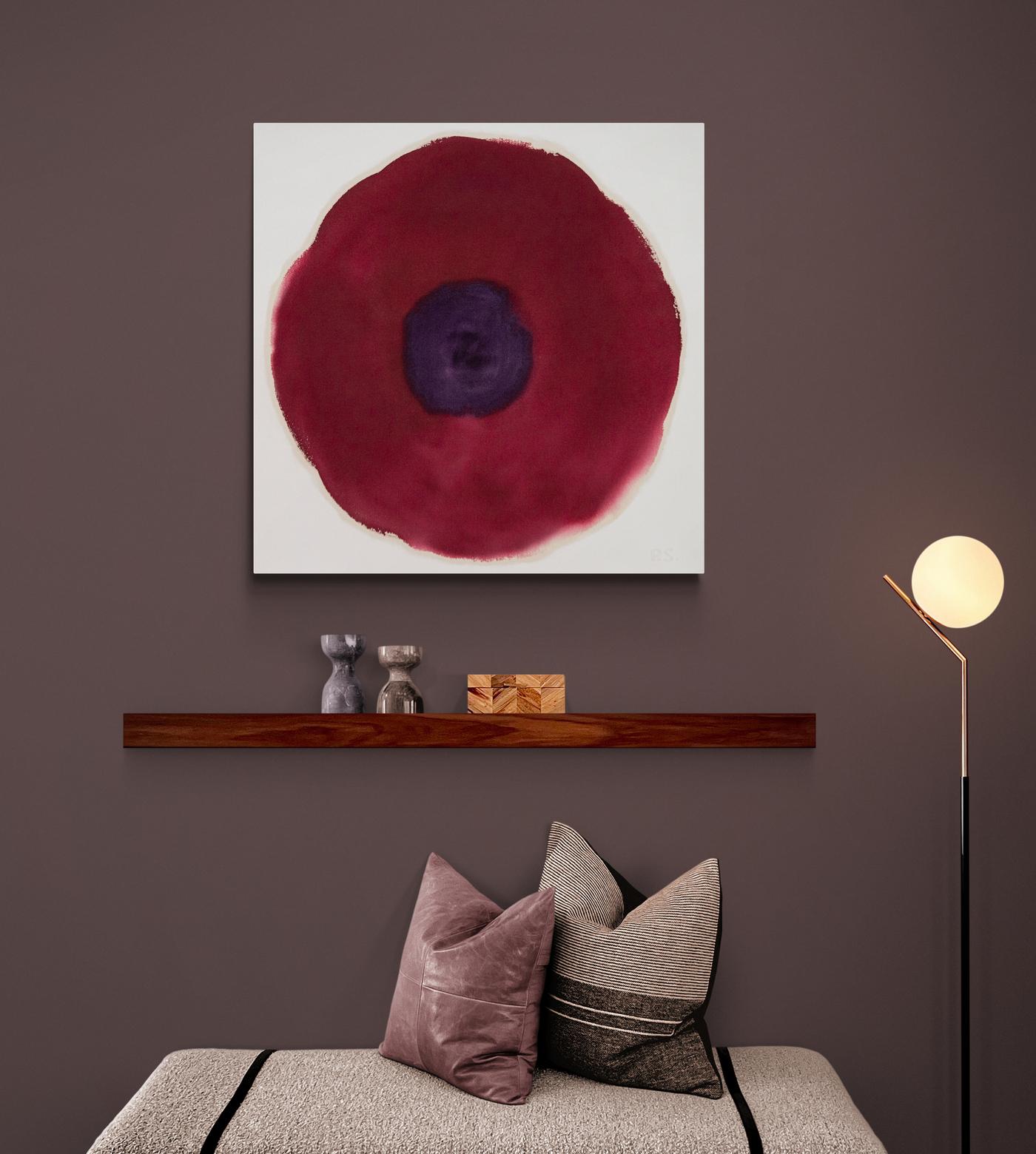 Velvet Poppy - colorful, expressive, minimal, abstract floral, acrylic on canvas For Sale 3