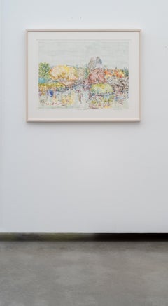 Spring Garden - Monoprint, Impressionistic Landscape, 1990s, New