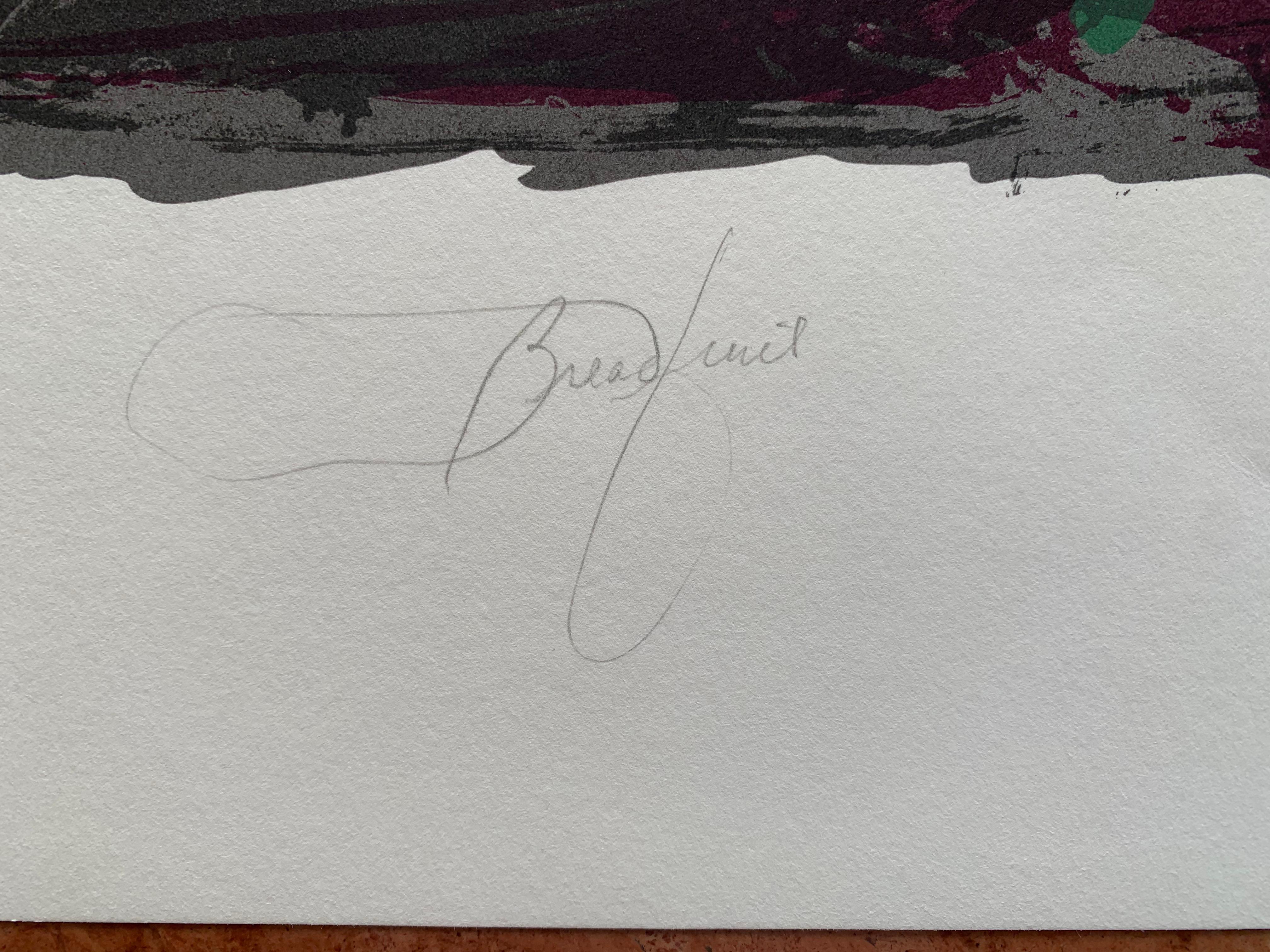 BREADFRUIT, 1983, screenprint on paper (A pink flower from a breadfruit tree) - Minimalist Print by Pat Steir