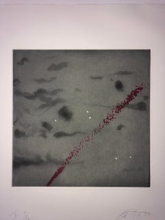 Comet, Outer Space Dark Series Aquatint Etching Color Abstract Expressionist