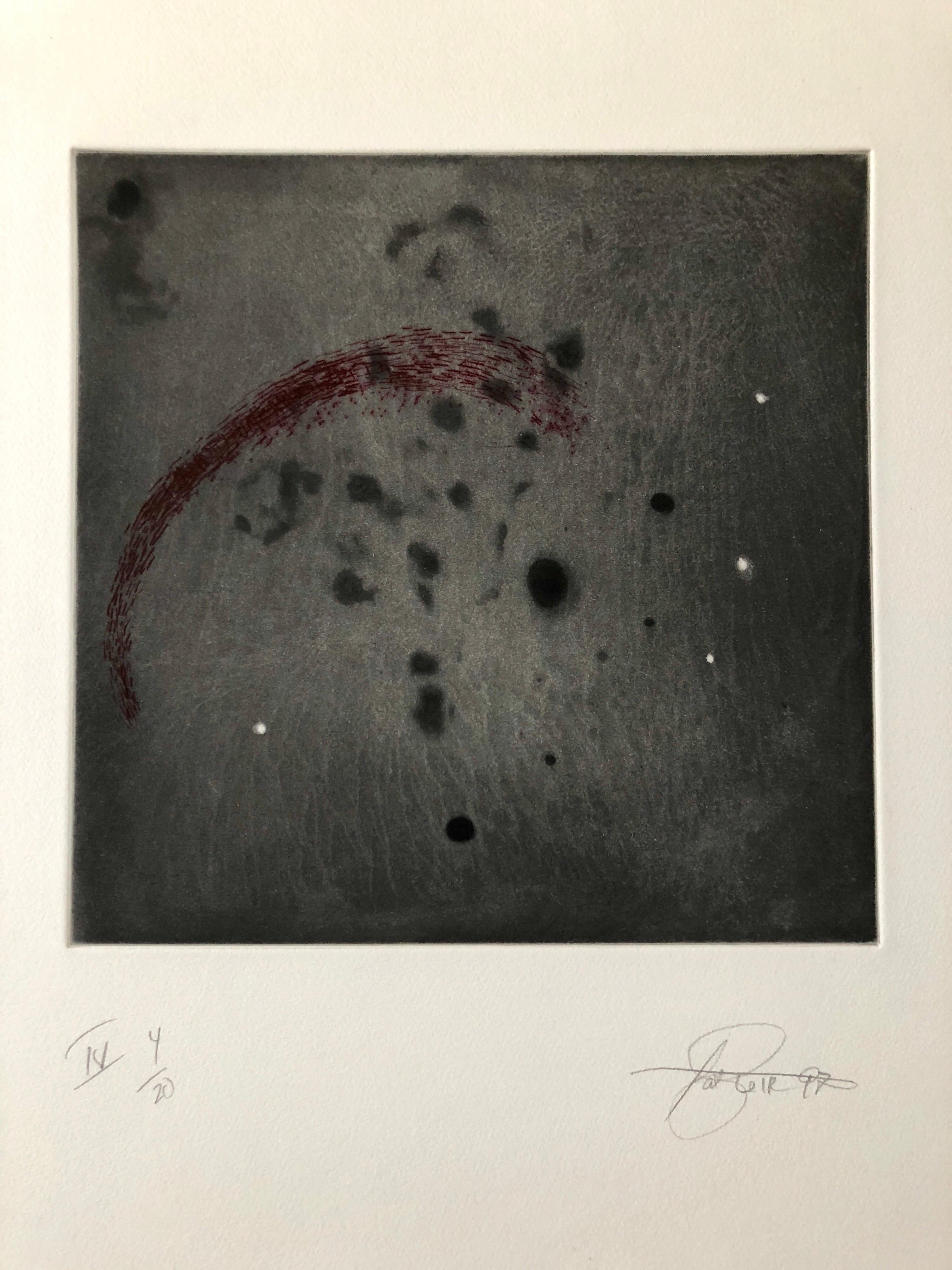 Comet, Outer Space Dark Series Aquatint Etching Color Abstract Expressionist - Print by Pat Steir