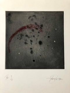 Comet, Outer Space Dark Series Aquatinte Etching Color Abstract Expressionist
