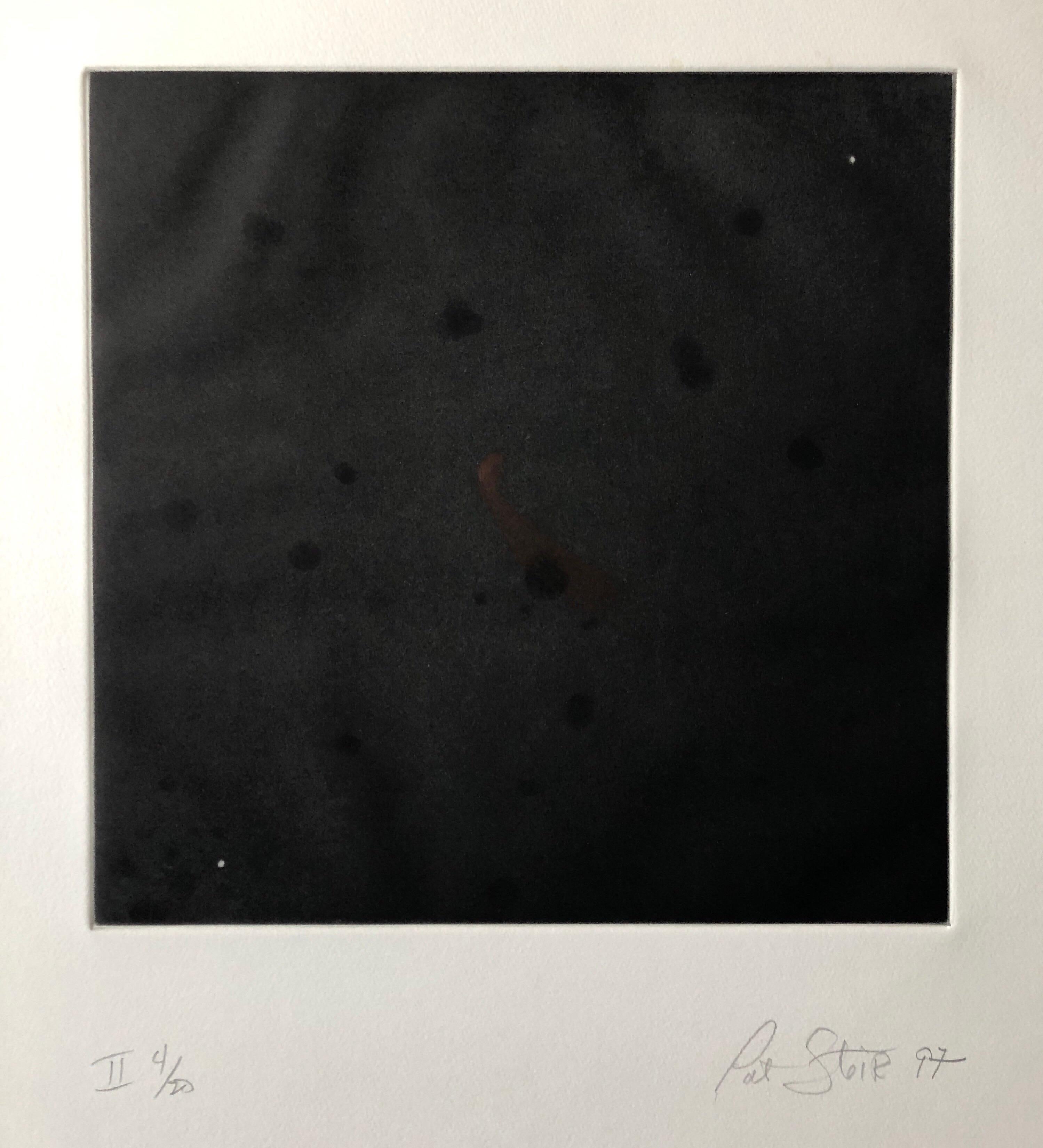 Comet, Outer Space Dark Series Aquatint Etching Color Abstract Expressionist  - Black Print by Pat Steir