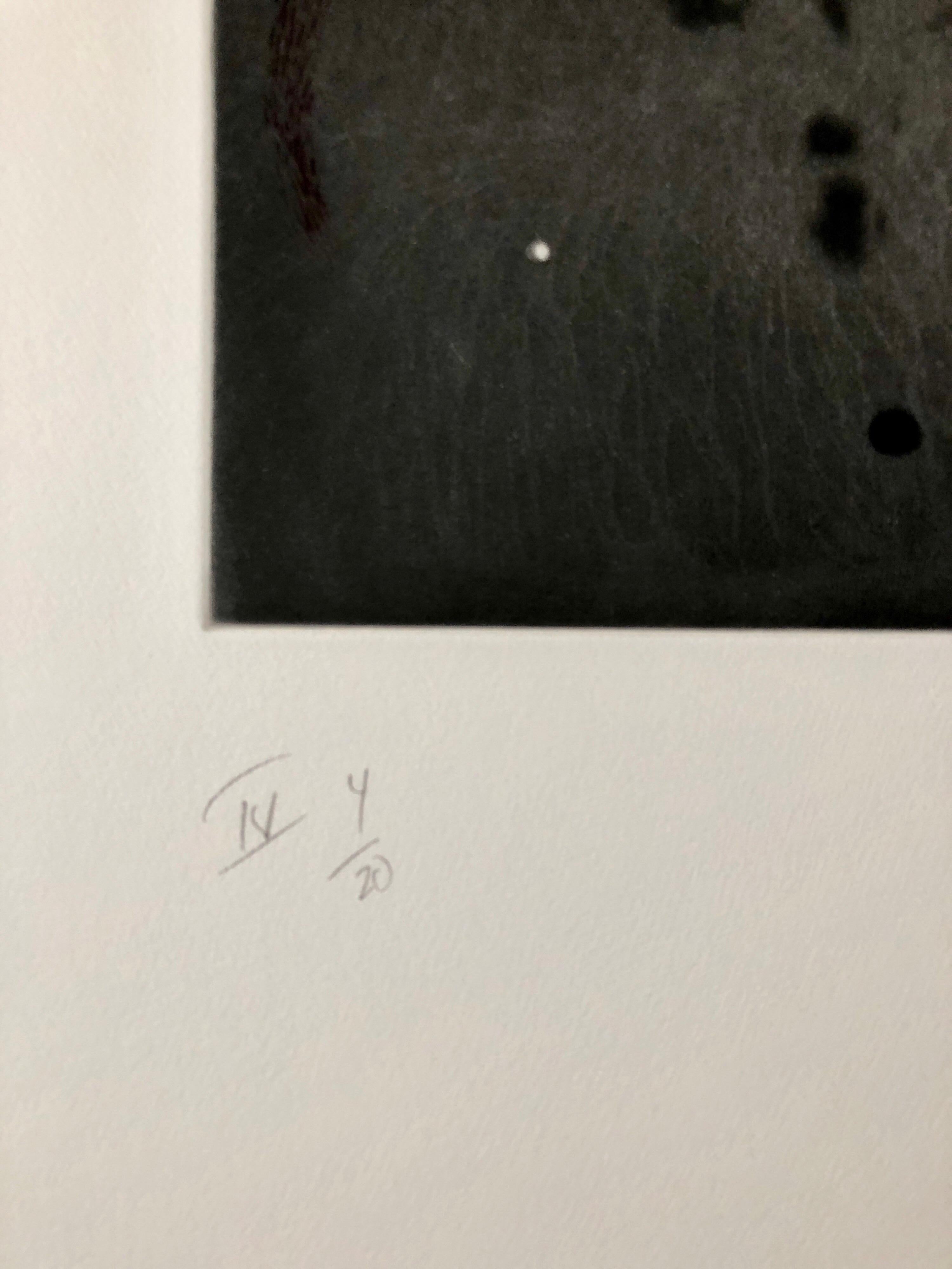 Comet, Outer Space Dark Series Aquatint Etching Color Abstract Expressionist - Gray Print by Pat Steir