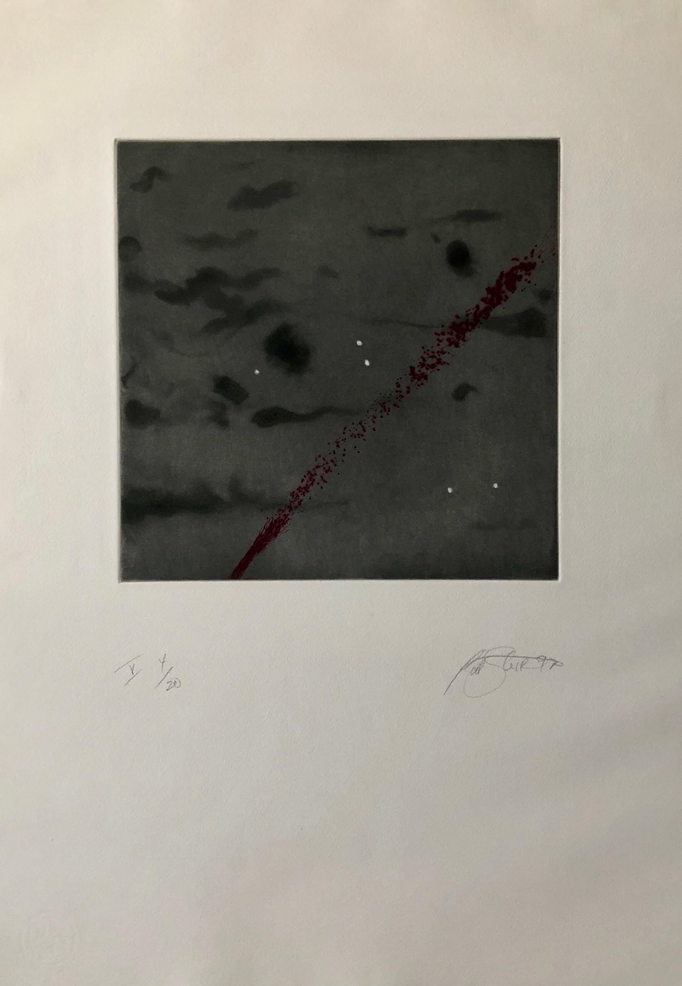 Comet, Outer Space Dark Series Aquatint Etching Color Abstract Expressionist  For Sale 2