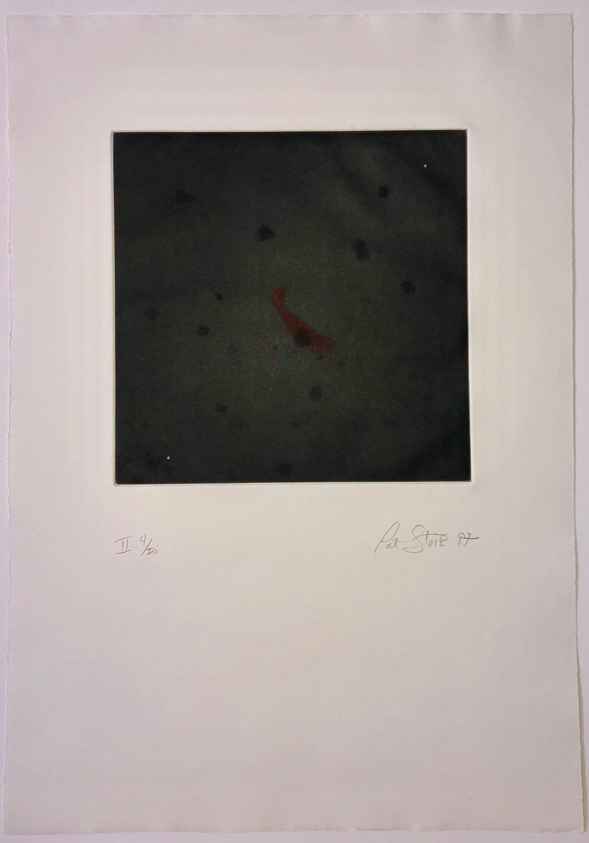 Comet, Outer Space Dark Series Aquatint Etching Color Abstract Expressionist 2
