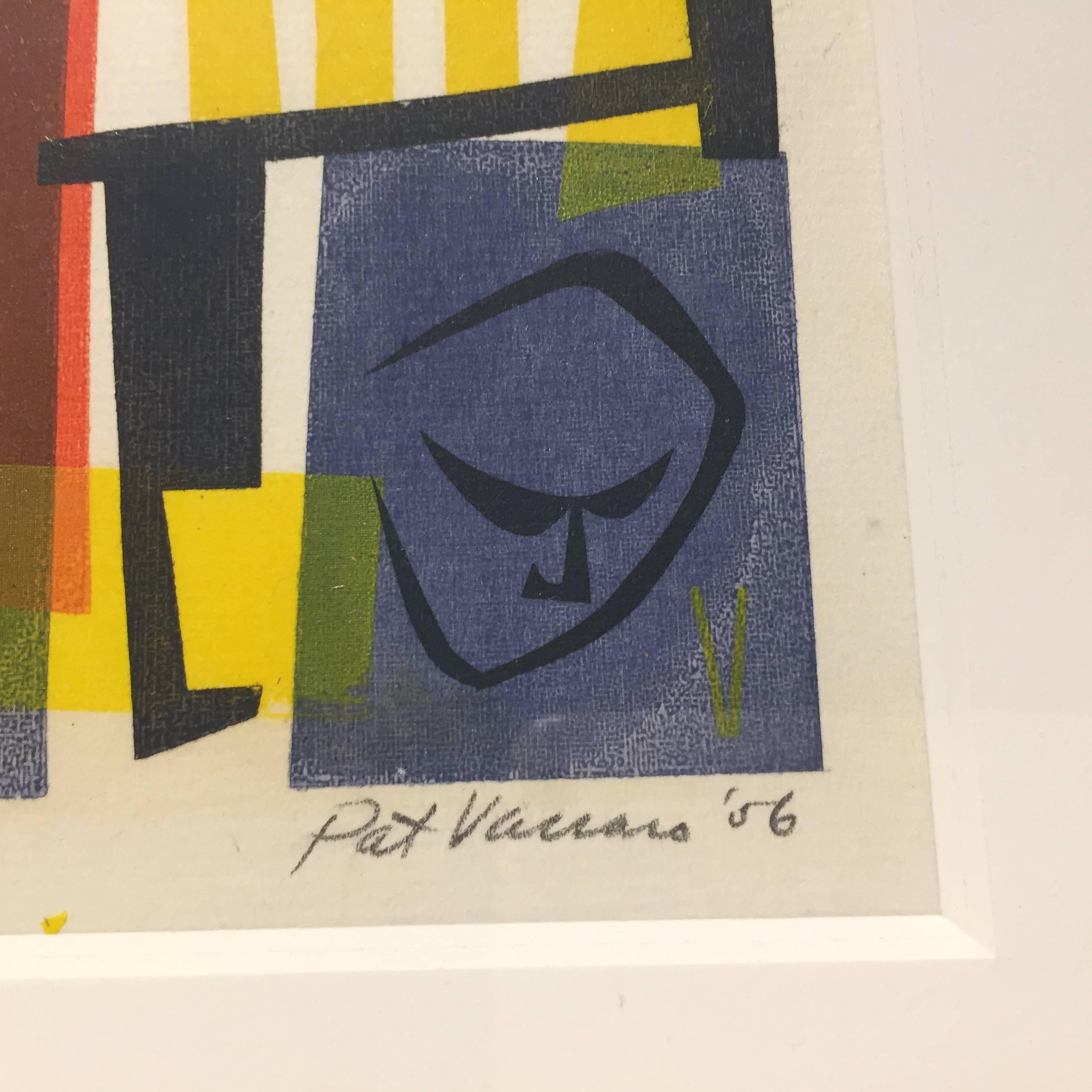 Patrick Frank Vaccaro (American 1920-2006) ''Urban Eclipse''- silkscreen in color, 1956, signed, dated, titled and numbered 35/35 in pencil. Recently professionally framed to highlight the crazy juxtaposition of colors and geometric images.