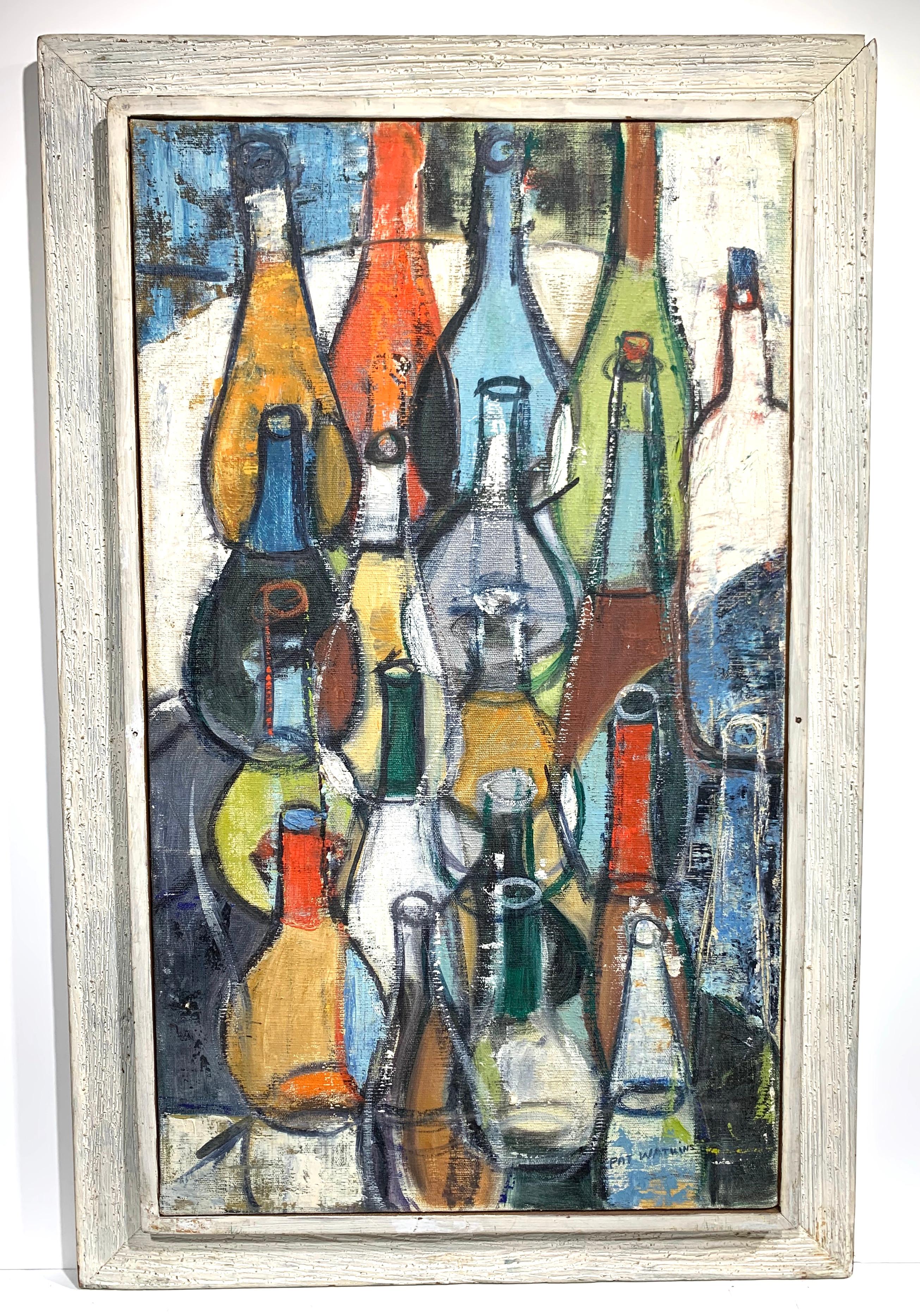 Pat Watkins Abstract Painting - Bottle Still Life