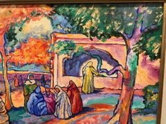 "Pres de la Fontaine" Tunis Oil on Canvas by Pat F. Wilson