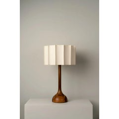 Medium Elephant Leg Parota Wood Lamp with Fabric Shade by Isabel Moncada
