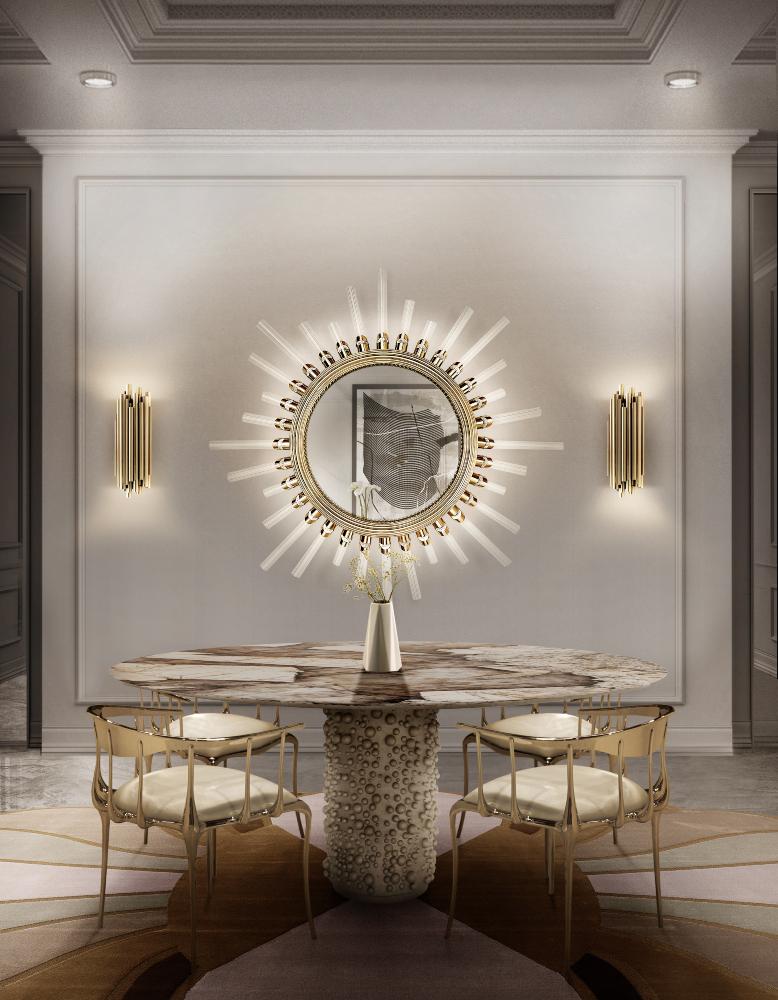 Modern Marble Patagon Round Dining Table by Covet House  In New Condition For Sale In New York, NY