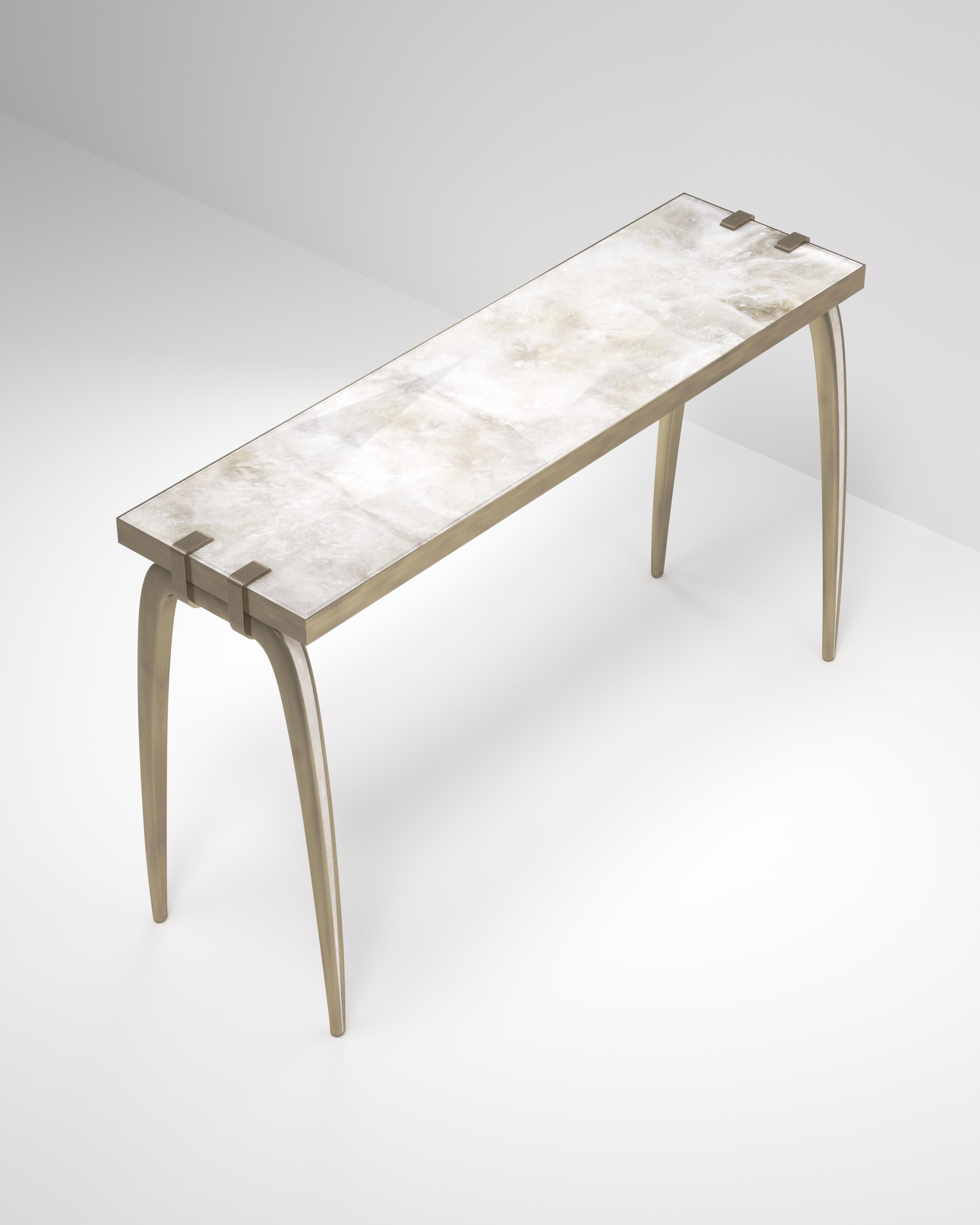 Fait main Table console Patagonia avec dtails en bronze-patina et laiton de R&Y Augousti en vente