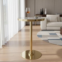 Patagonia Marble & Brass Pedestal Side Table, 21th Century