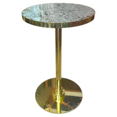 Patagonia Marble & Brass Pedestal Side Table, 21th Century