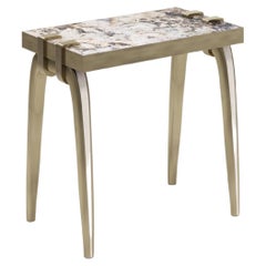 Patagonia Side Table with Bronze-Patina Brass Details by R&Y Augousti