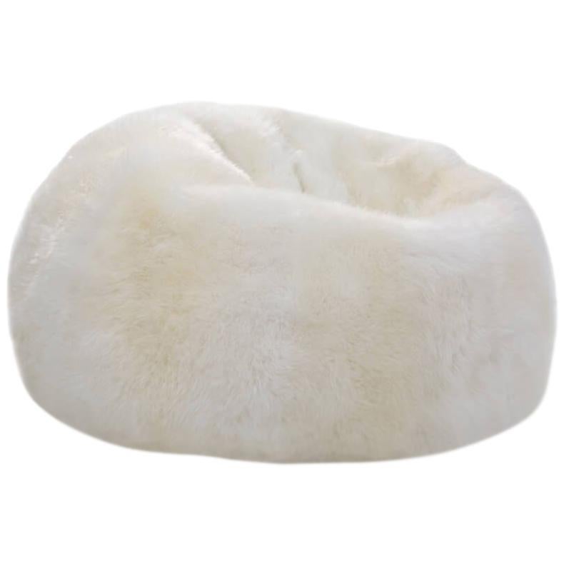 Patagonian Sheepskin Pouf Chair in Ivory by Grand Splendid For Sale