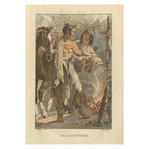 Patagonians of Southern Argentina – Antique Hand-Colored Print c.1805
