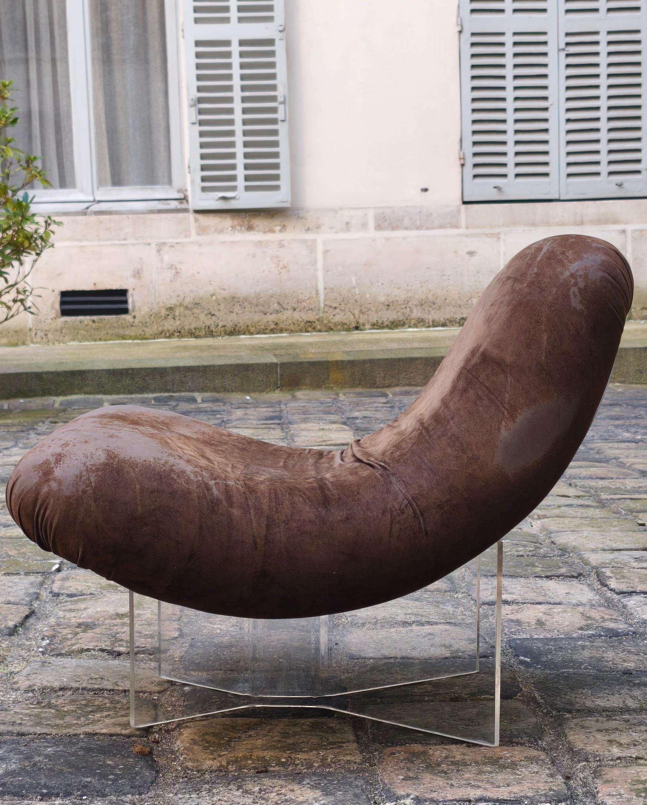 Patate armchair in altuglas, aluminum and fabric by Pierre Vandel - 70 s, France For Sale 4