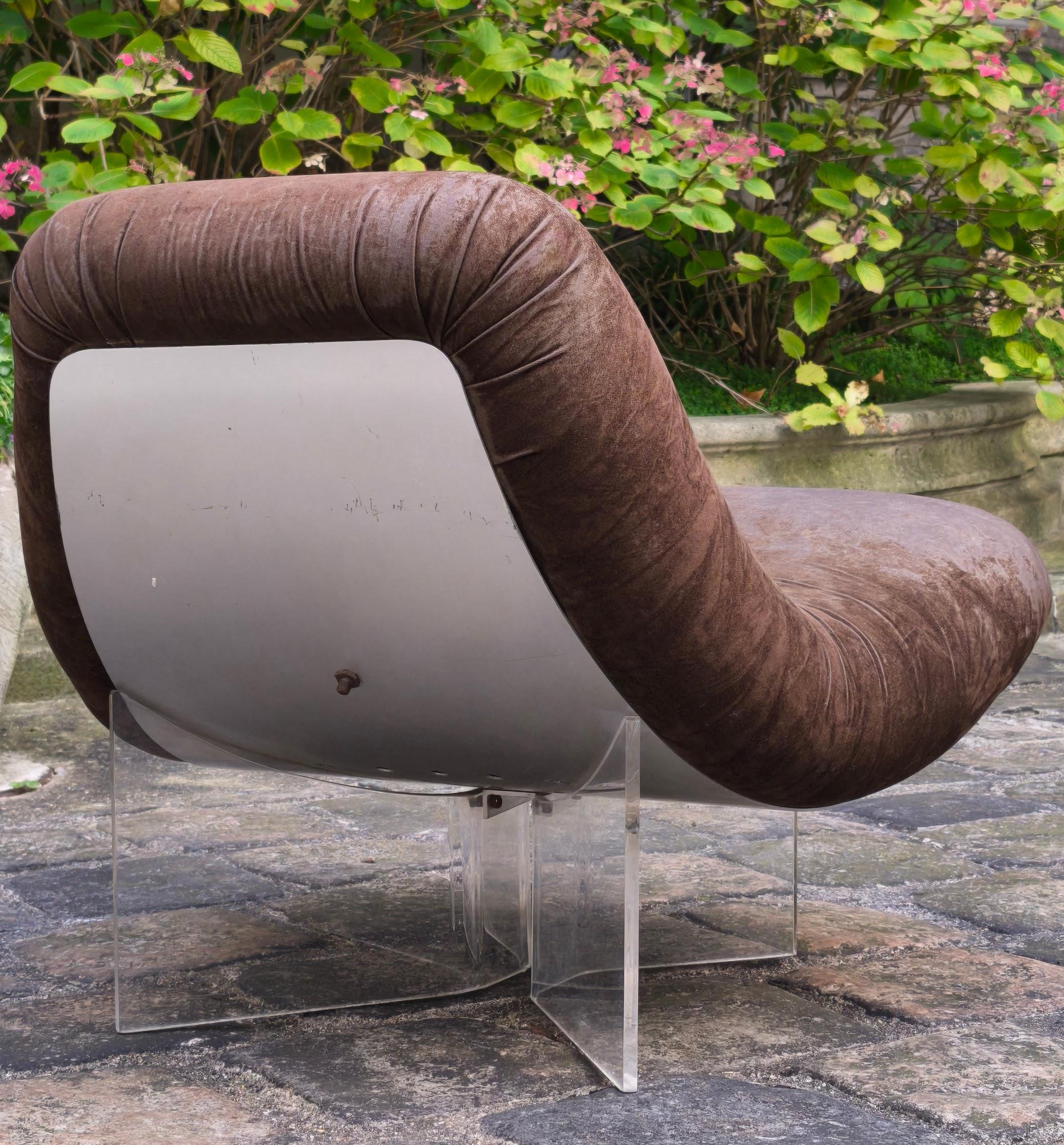 Patate armchair in altuglas, aluminum and fabric by Pierre Vandel - 70 s, France In Fair Condition For Sale In Paris, FR