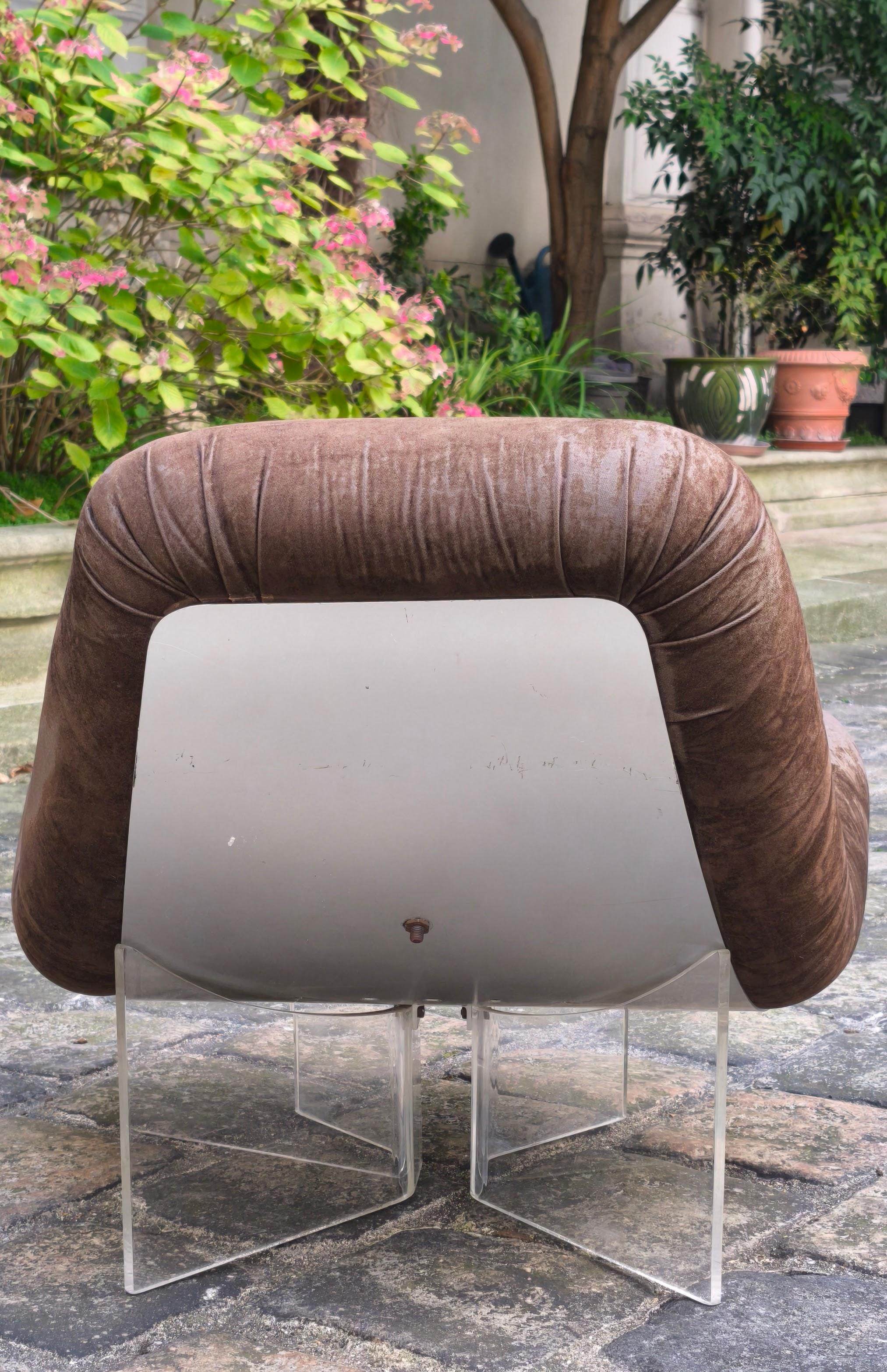Late 20th Century Patate armchair in altuglas, aluminum and fabric by Pierre Vandel - 70 s, France For Sale