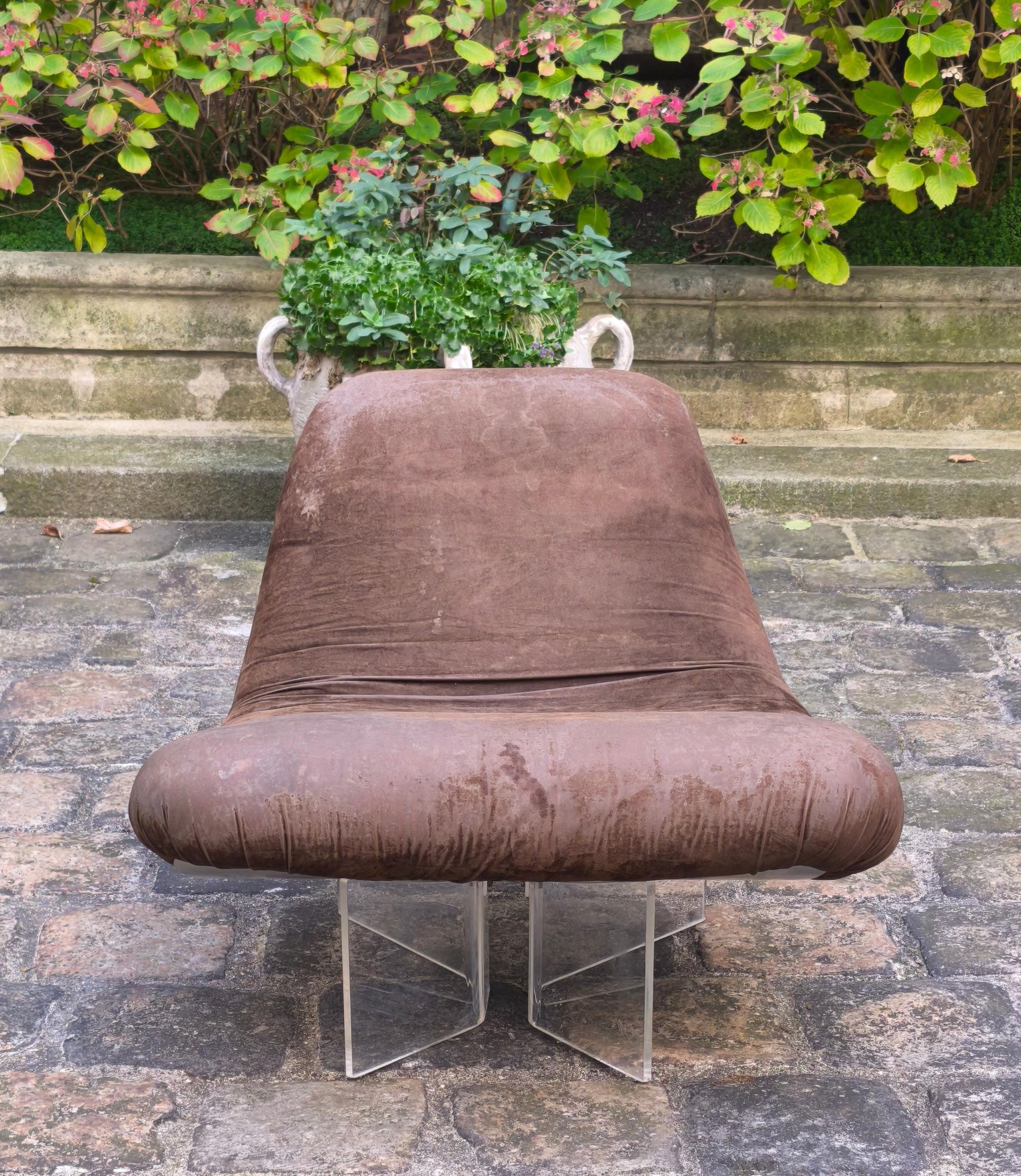Patate armchair in altuglas, aluminum and fabric by Pierre Vandel - 70 s, France For Sale 1