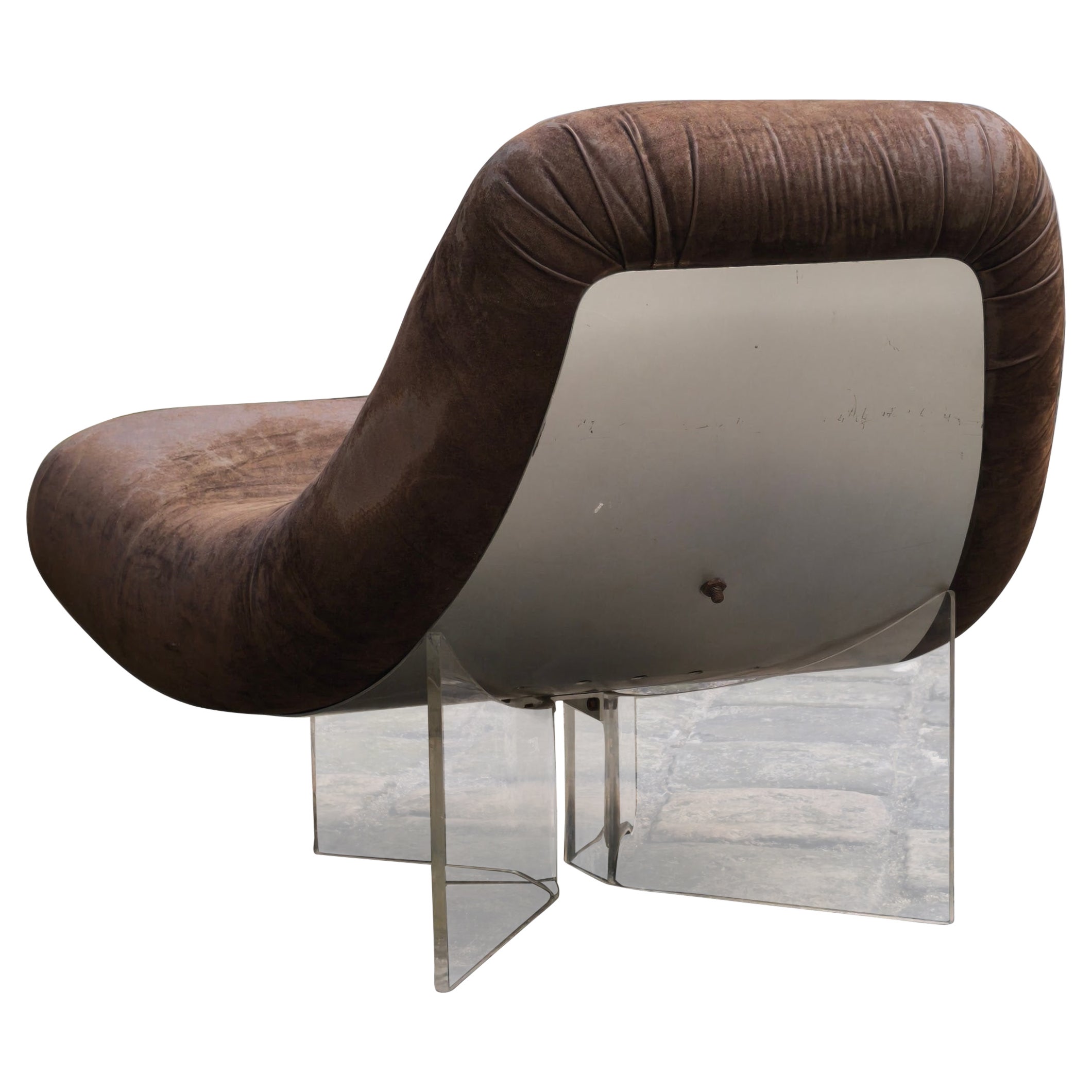 Patate armchair in altuglas, aluminum and fabric by Pierre Vandel - 70 s, France For Sale
