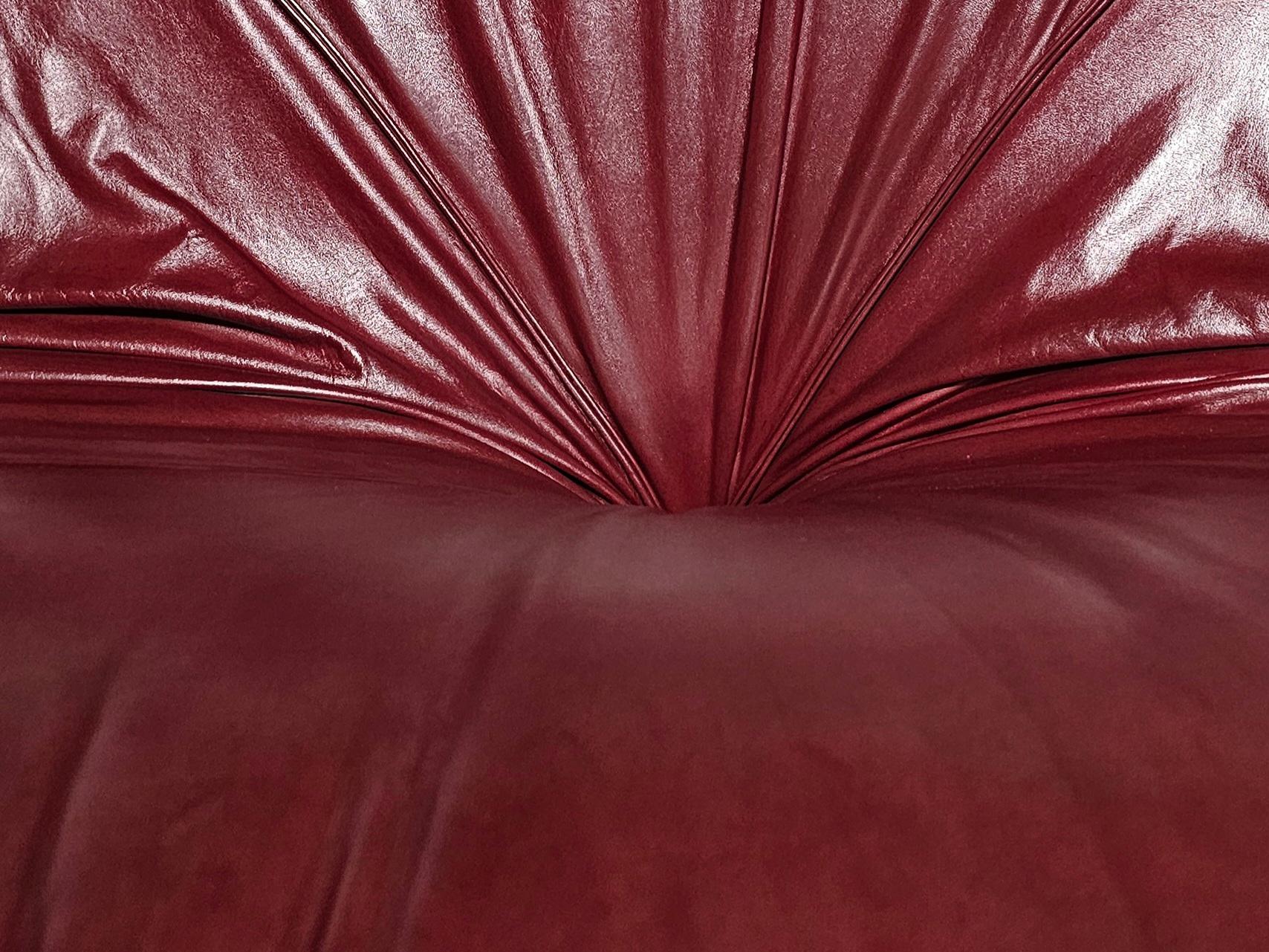 Patate lounge chairs in burgundy leather by Airborne International, 1970s 3