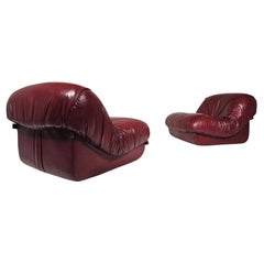 Fauteuils de salon Patate en cuir bordeaux par Airborne International, 1970