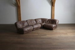 Patate modular sofa in original light brown leather for Airborne France 1970s