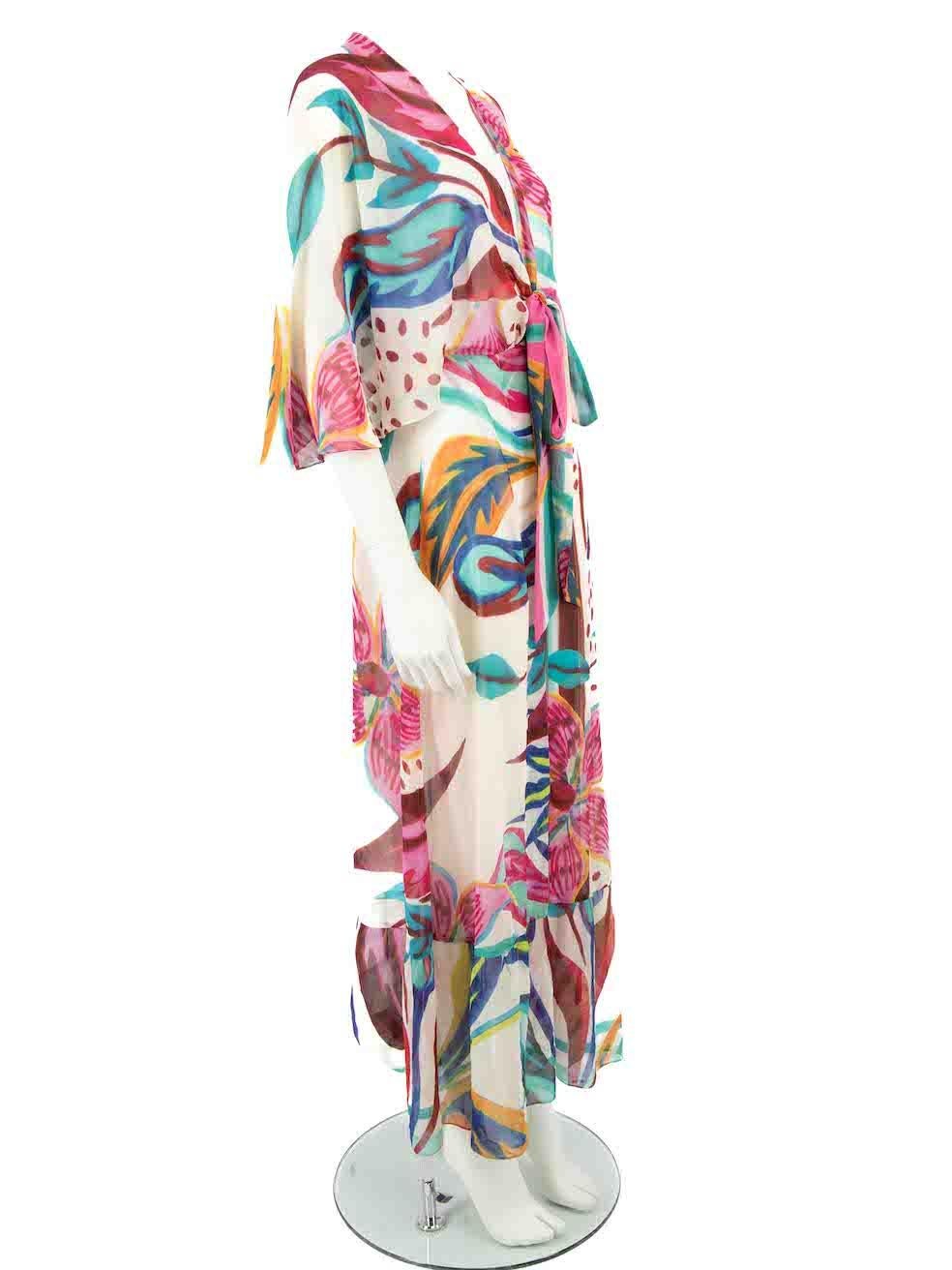 CONDITION is Very good. Hardly any visible wear to dress is evident on this used PatBO designer resale item.
 
 Details
 Multicolour
 Synthetic
 Cover up dress
 Maxi length
 Abstract printed
 Sheer
 V neckline
 Front tie strap closure
 Button