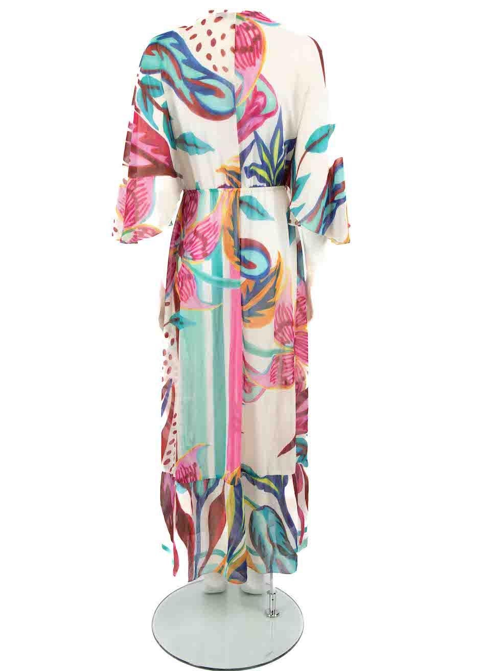 PatBO Abstraktes durchsichtiges Maxi-Deckel-Kleid mit abstraktem Druck Größe S im Zustand „Gut“ im Angebot in London, GB
