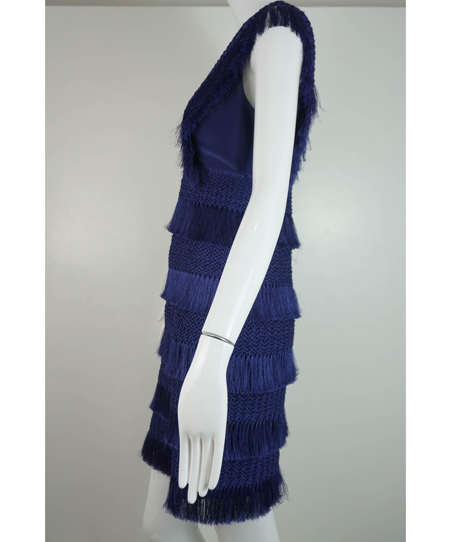 PatBo Crochet Fringe V Neck Mini Dress Sz 6 For Sale 1