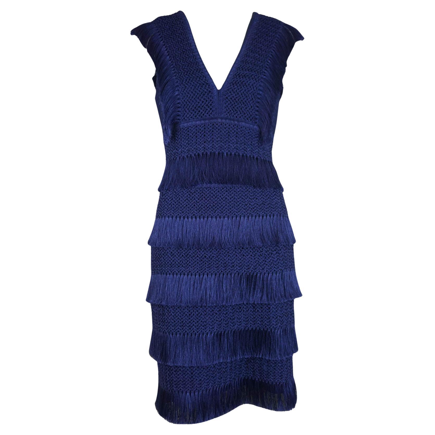 PatBo Crochet Fringe V Neck Mini Dress Sz 6 For Sale