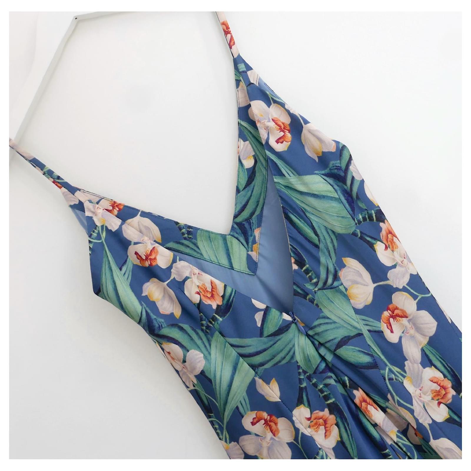 Gray PatBO Floral Print Ruffle Hem Slip For Sale