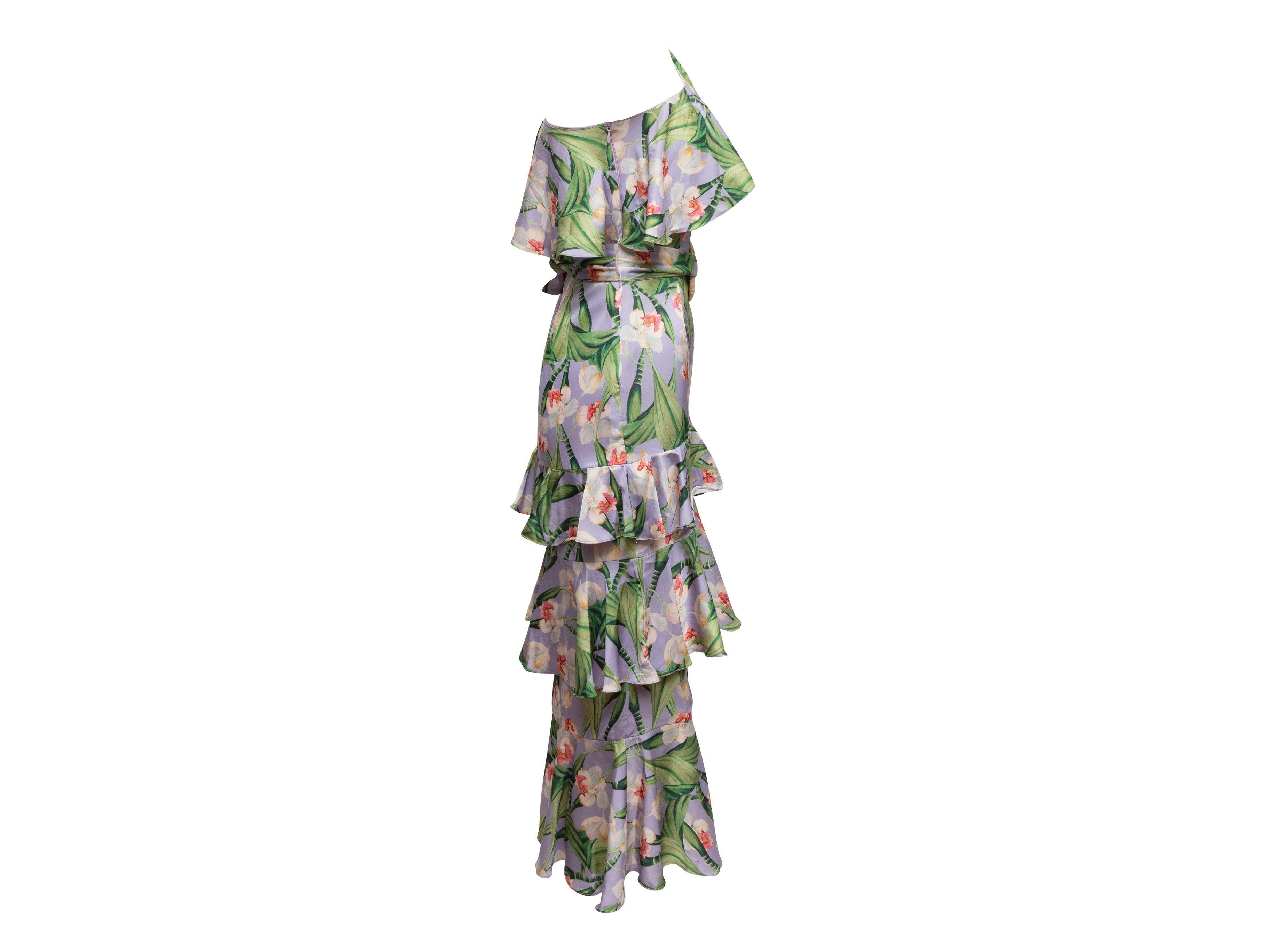Patbo Lilac & Multicolor Orchid Print One-Shoulder Dress 2