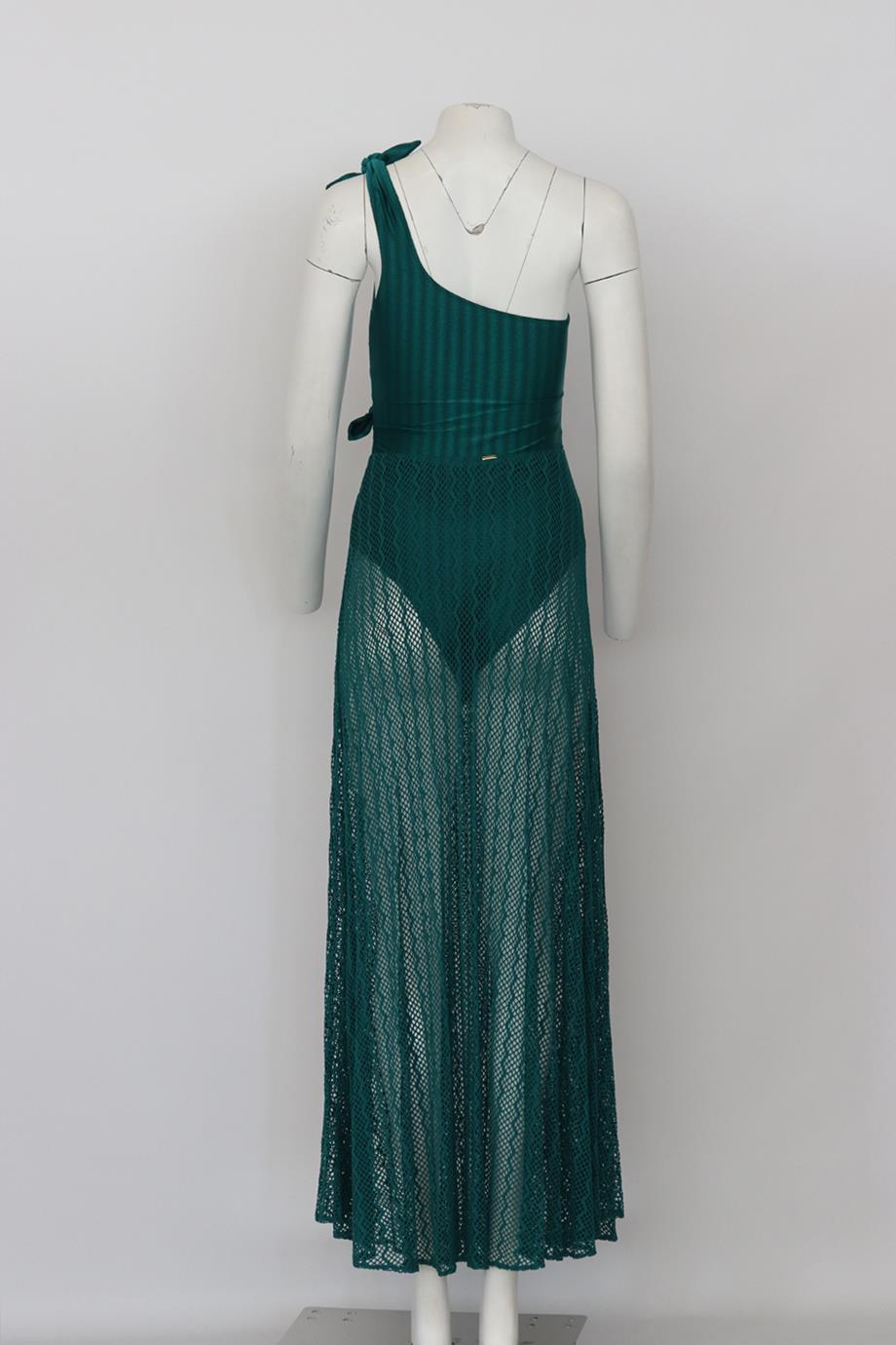 Women's Patbo One Shoulder Stretch Jersey And Crochet Knit Maxi Dress Small