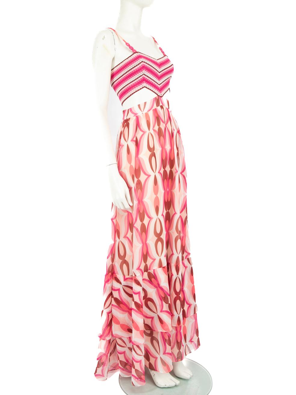 CONDITION is Very good. Minimal wear to the dress is evident. Plucks to the stitching on at the top of the front left slit. Pluck to the weave on the bottom of the centre back zip on this used PatBO designer resale item.
 
 
 
 Details
 
 
 Pink
 

