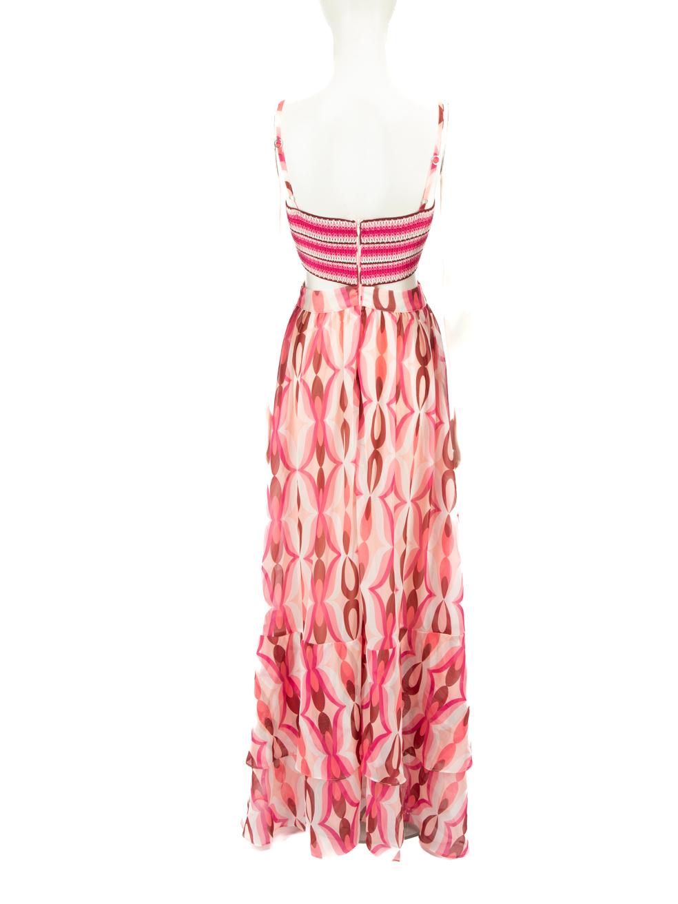 PatBO Pink Abstract Maxi Cut Out Dress Size XS In Good Condition In London, GB