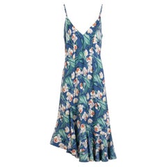 PatBO Women's Floral Print Ruffle Hem Slip Dress, Size FR34/US2, New