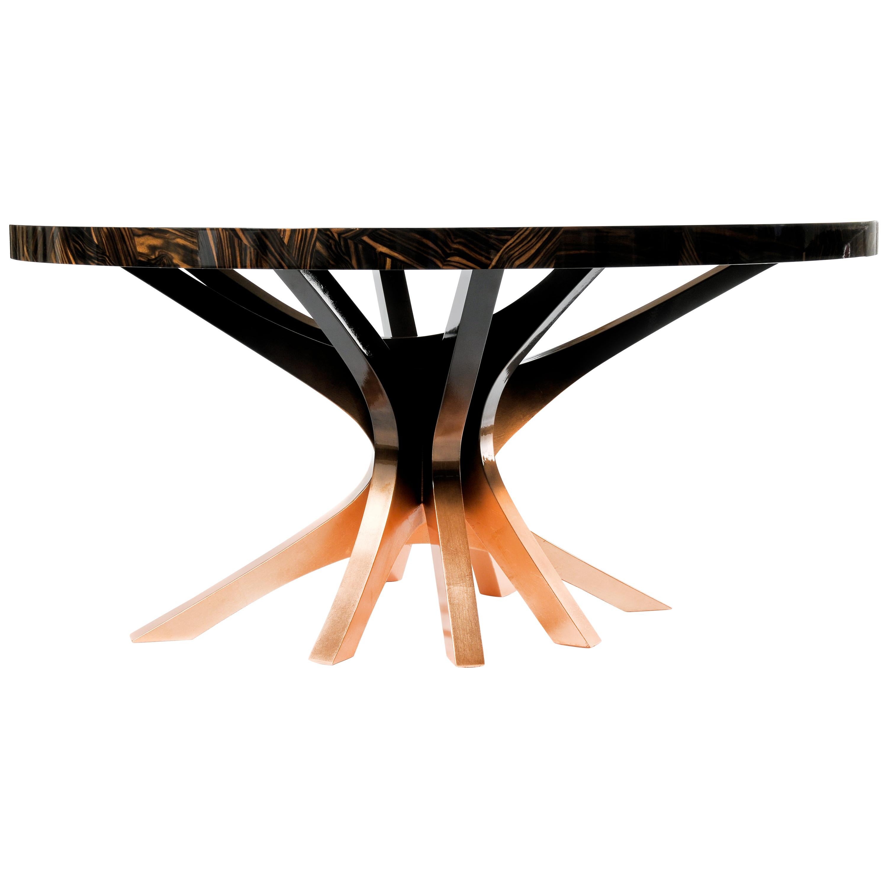 Patch Dining Table in Copper Leaf With Translucid Black Gradient For Sale