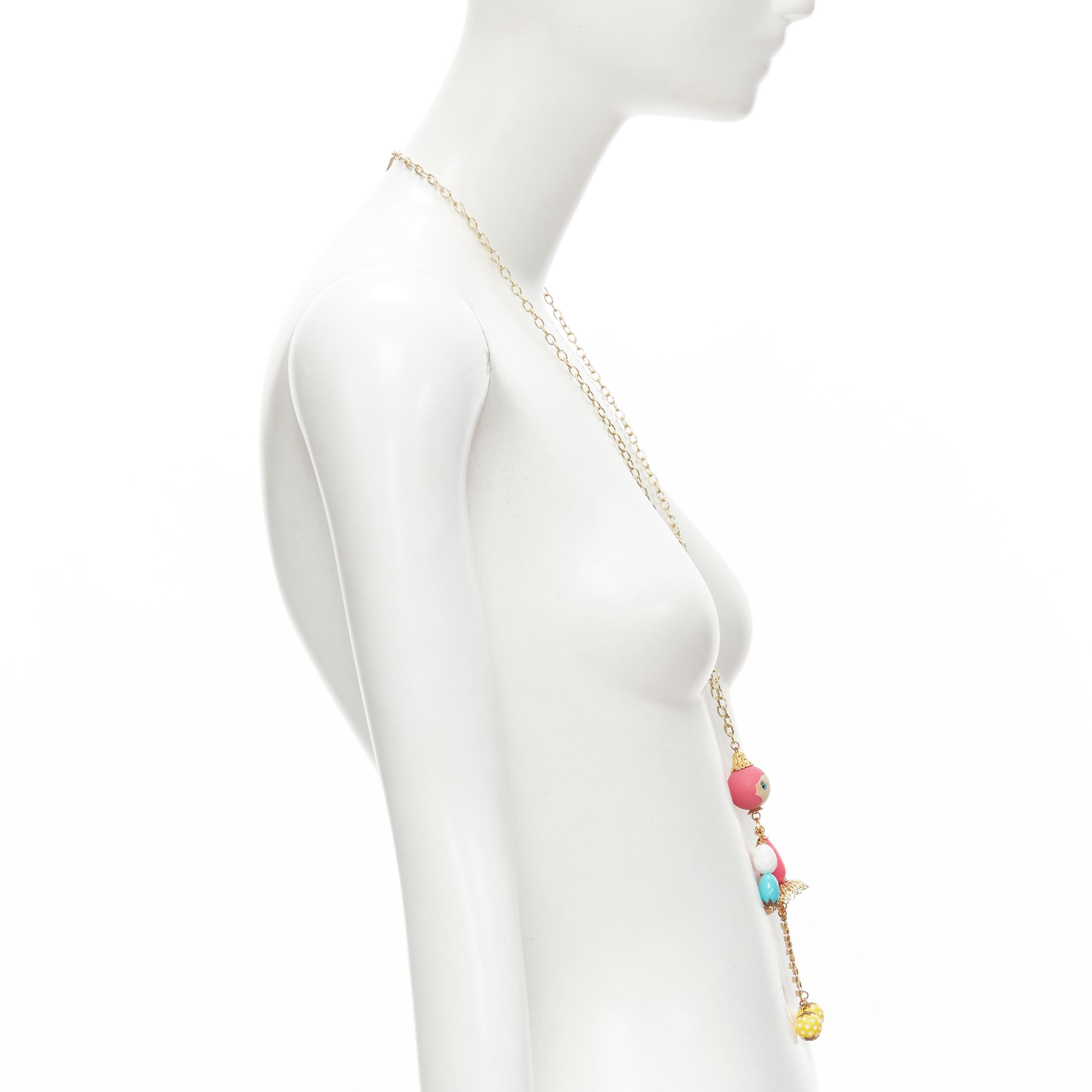 Women's PATCH NYC colourful wood puppet doll charm necklace For Sale