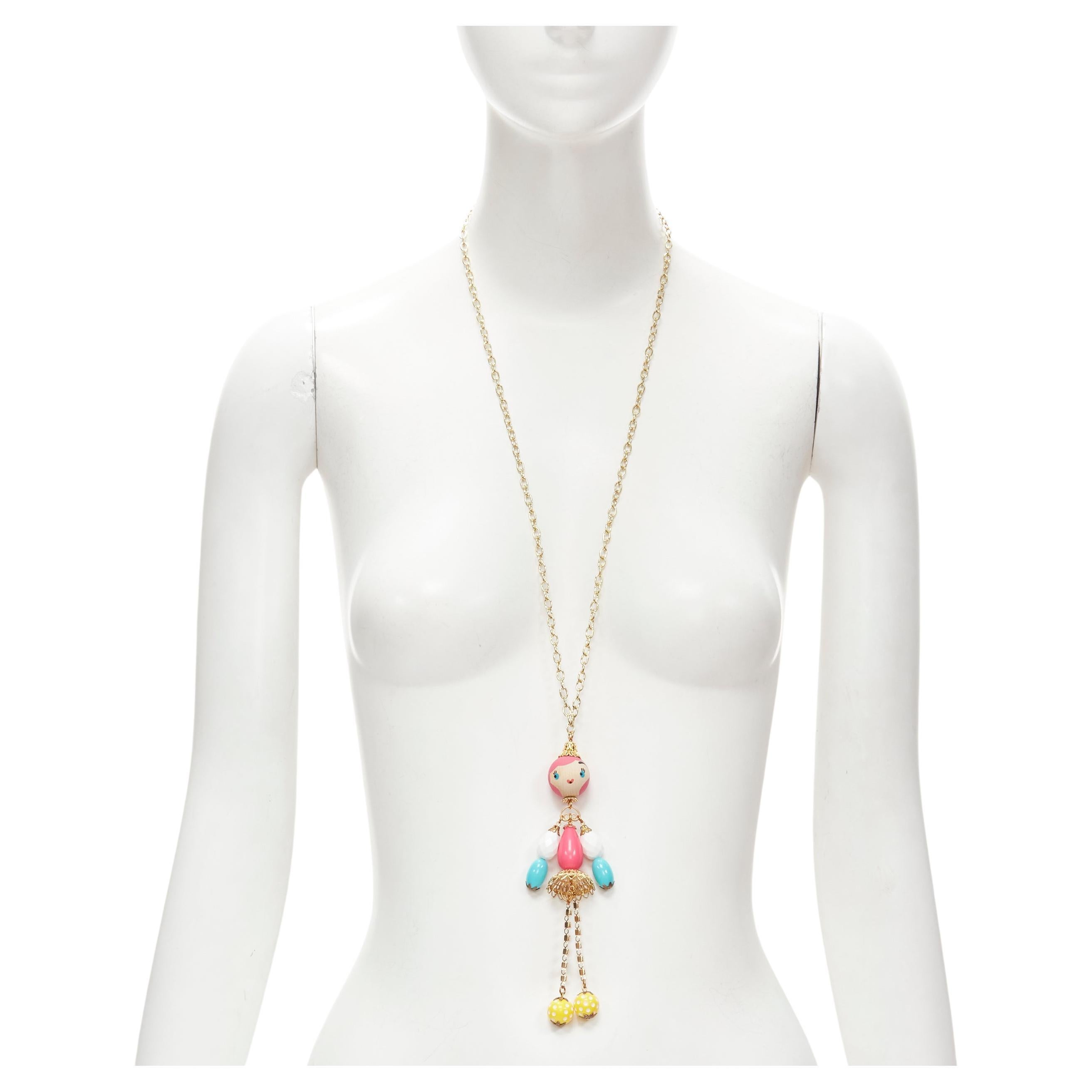 PATCH NYC colourful wood puppet doll charm necklace