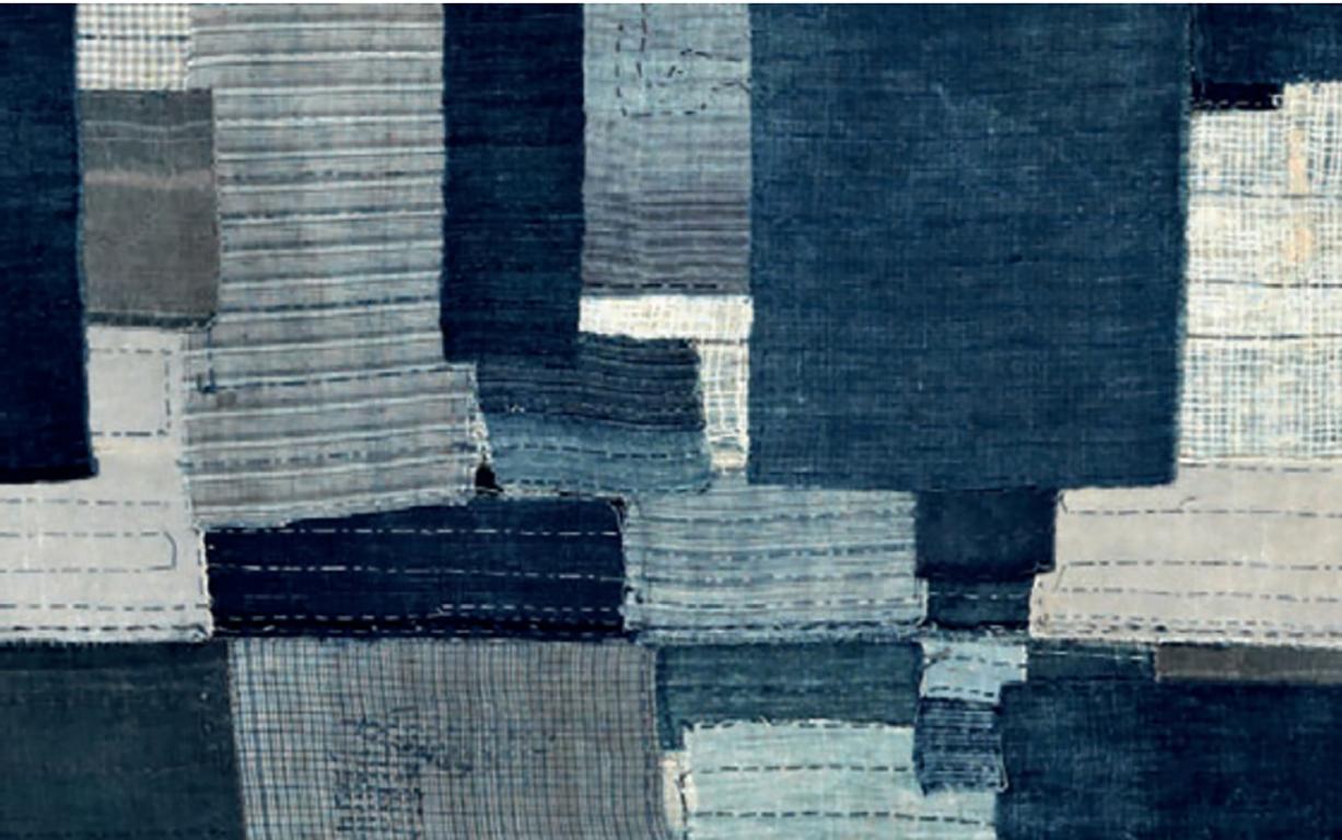 Patchwork Patched Indigo, Japanese Boro Textile, circa 1850-1900 For Sale